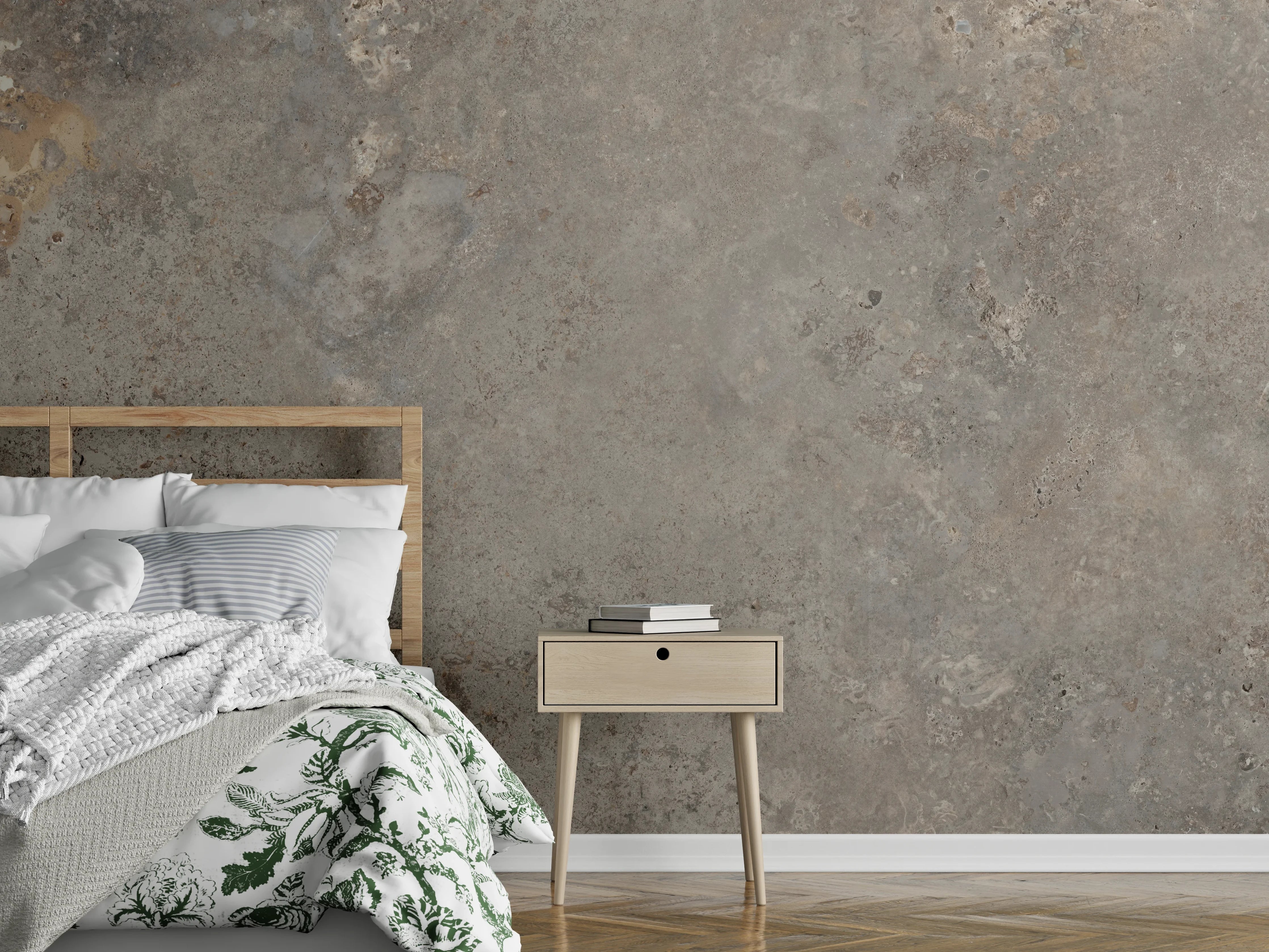 Wandverkleidung Schlafzimmer - Grau-Braune Steinwand-Textur