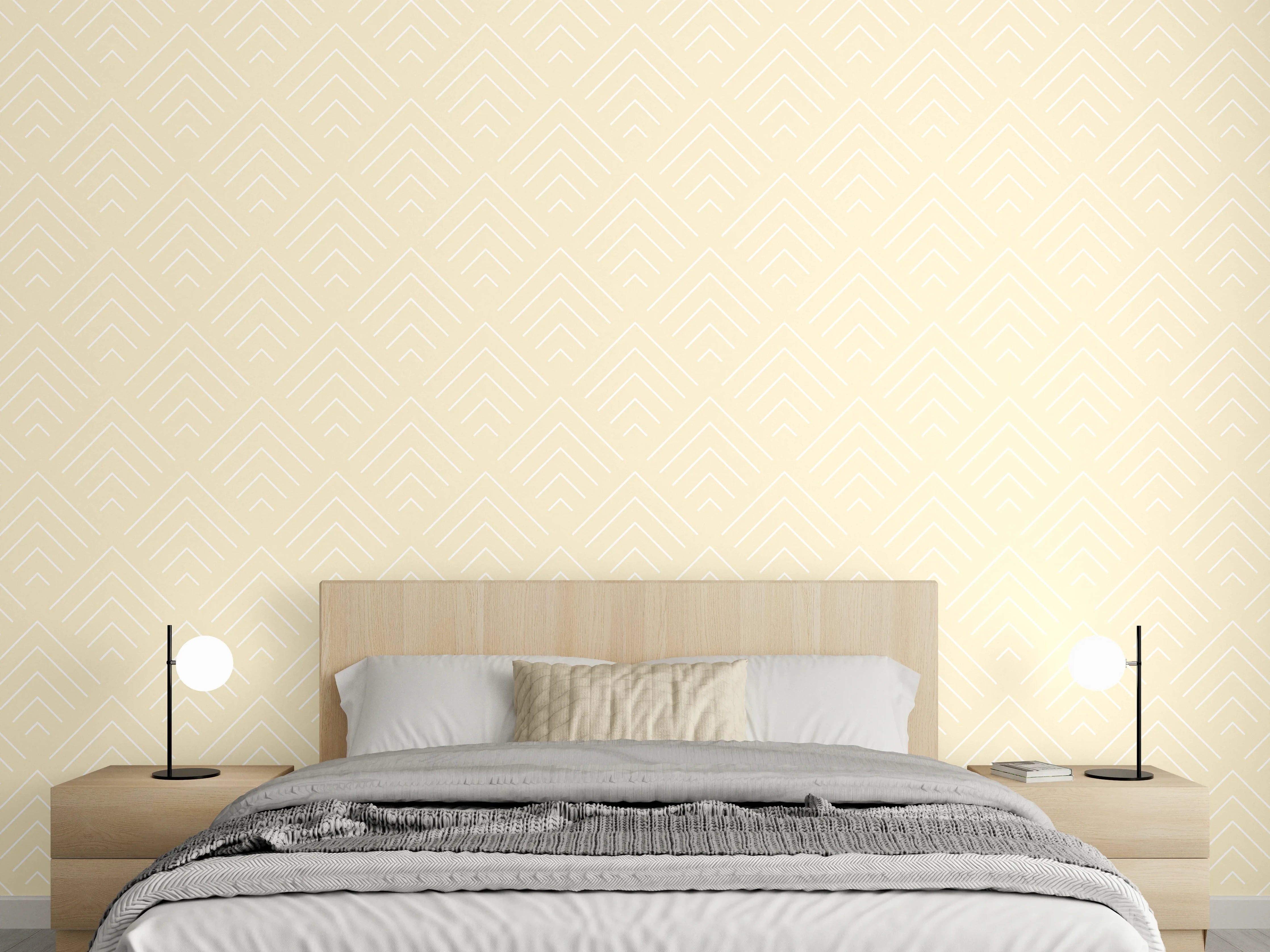 Wandverkleidung Schlafzimmer - Graubeige Wanddekor mit weißen Akzenten