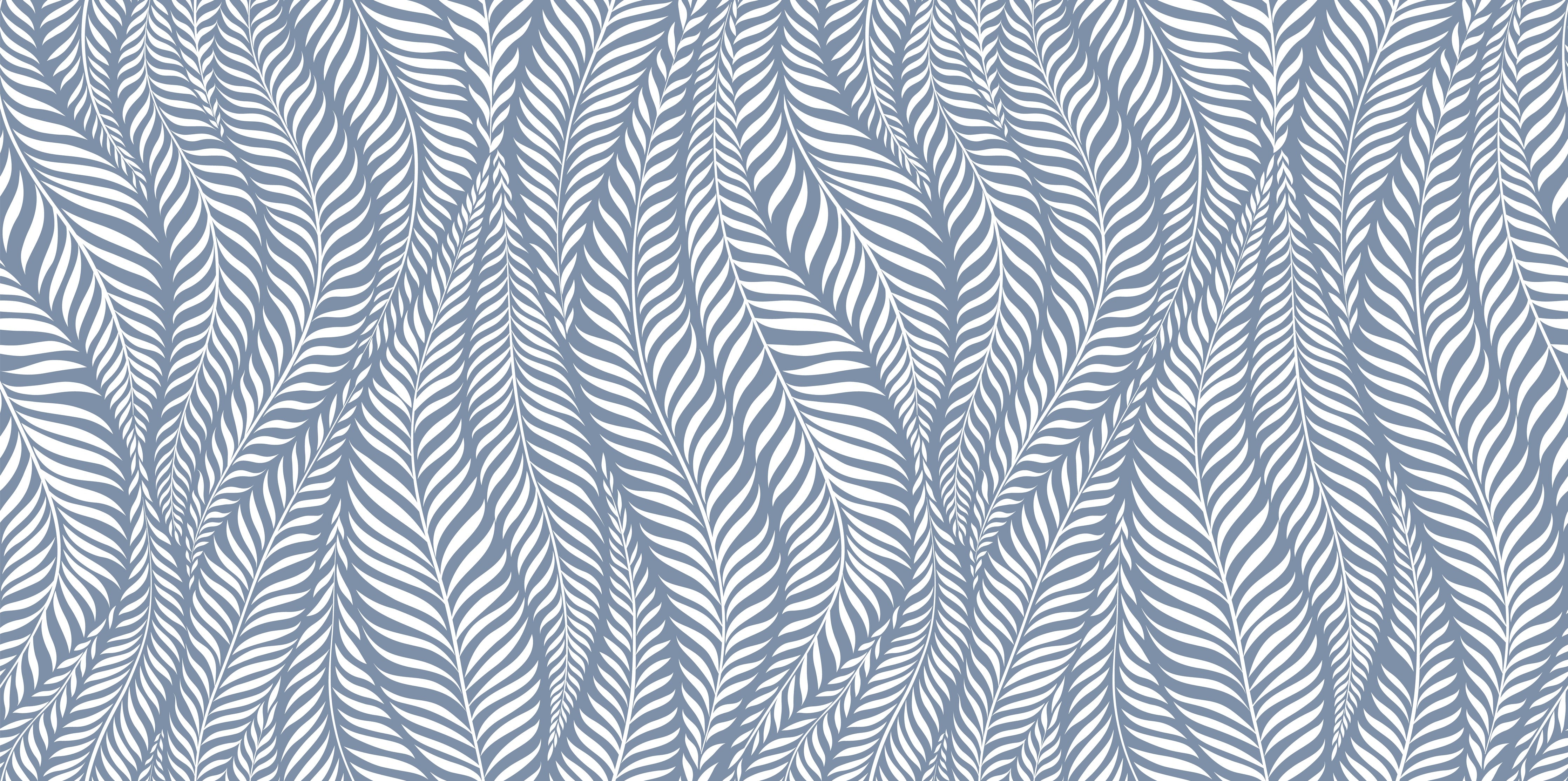Wandverkleidung Schlafzimmer-Graublau Palmblatt Design Tapete