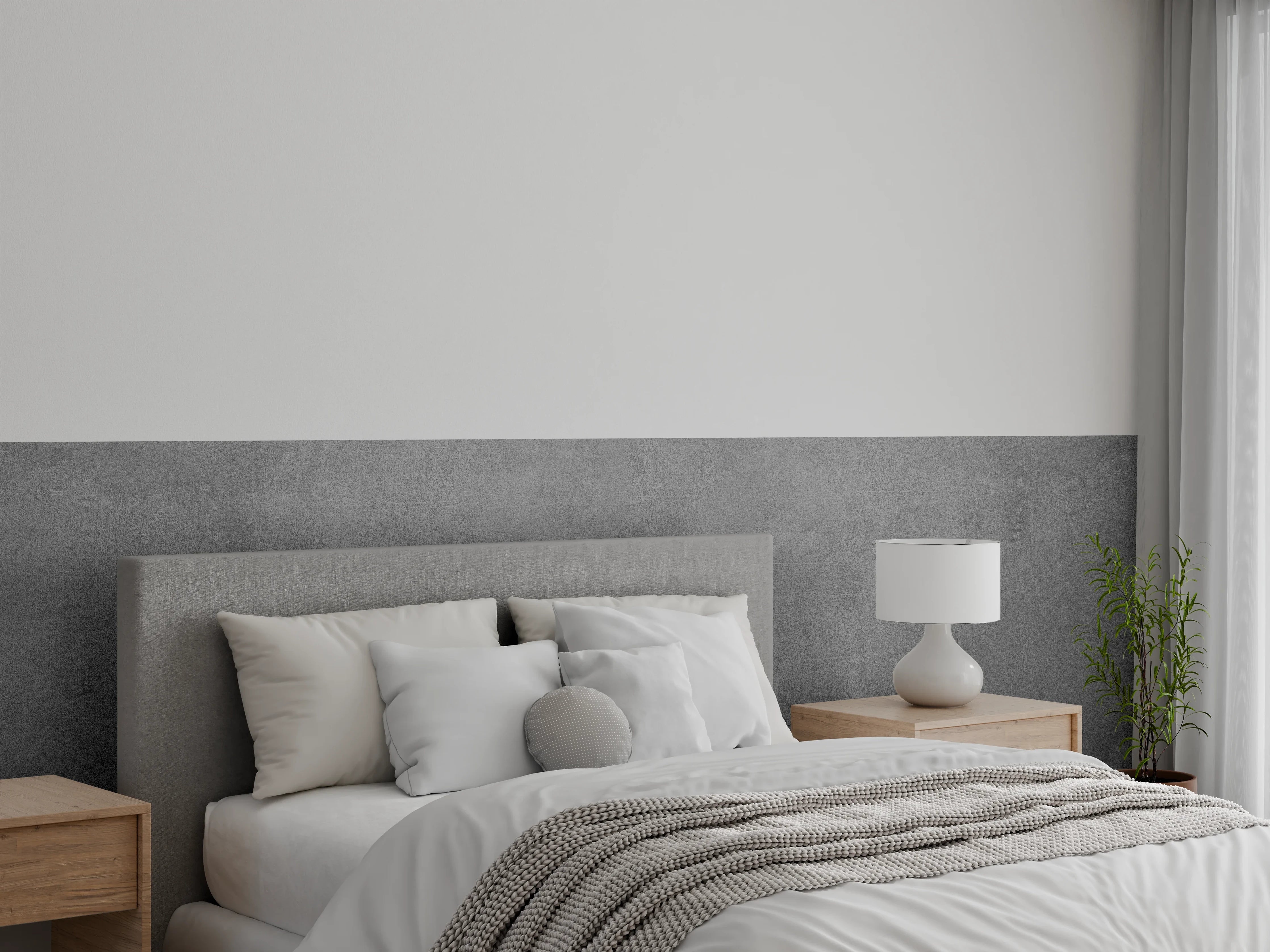 Wandverkleidung Schlafzimmer - Graue Anthrazite Beton Textur