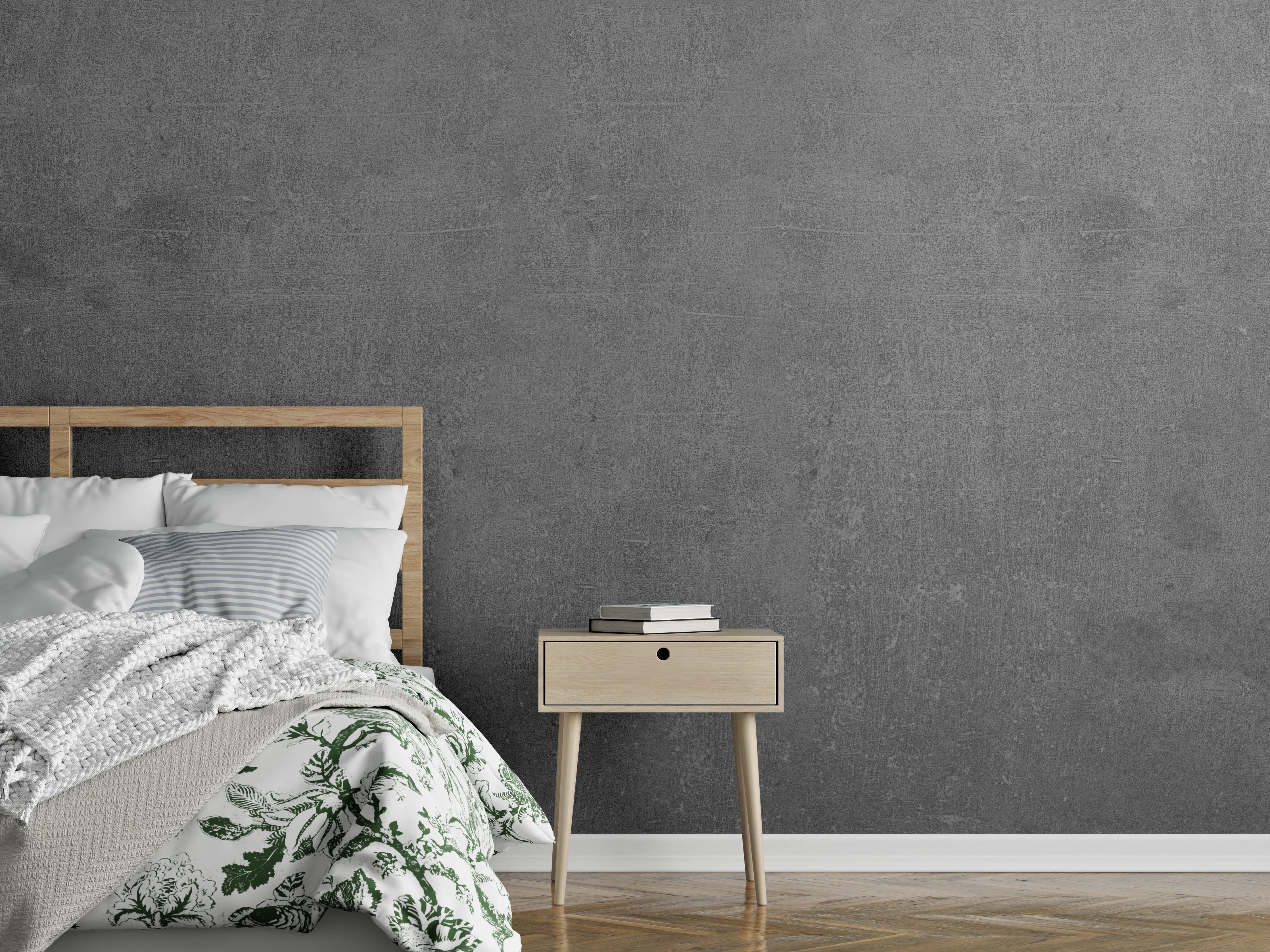 Wandverkleidung Schlafzimmer - Graue Anthrazite Beton Textur