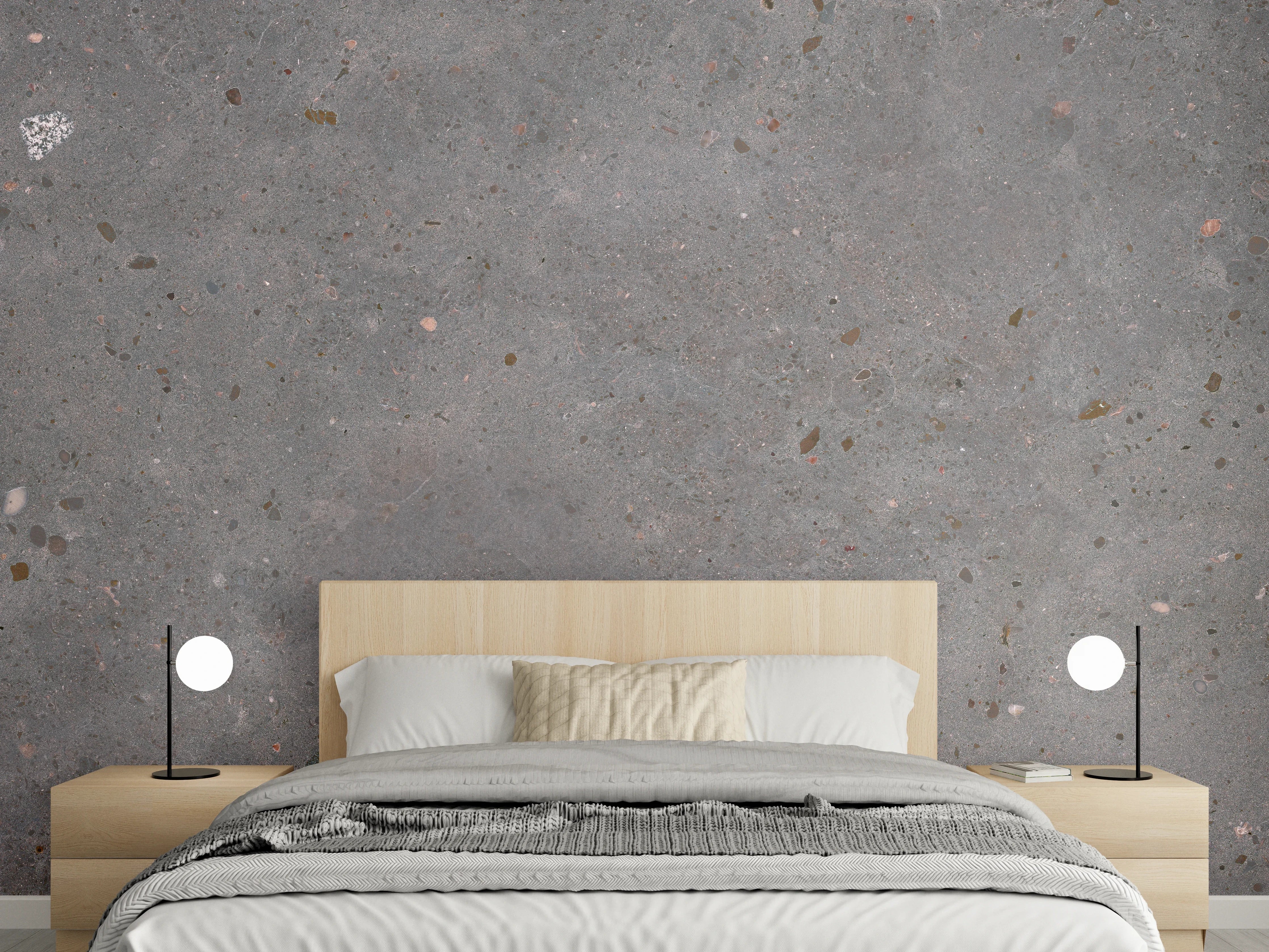 Wandverkleidung Schlafzimmer - Graue Betonoberfläche mit feinen Texturen