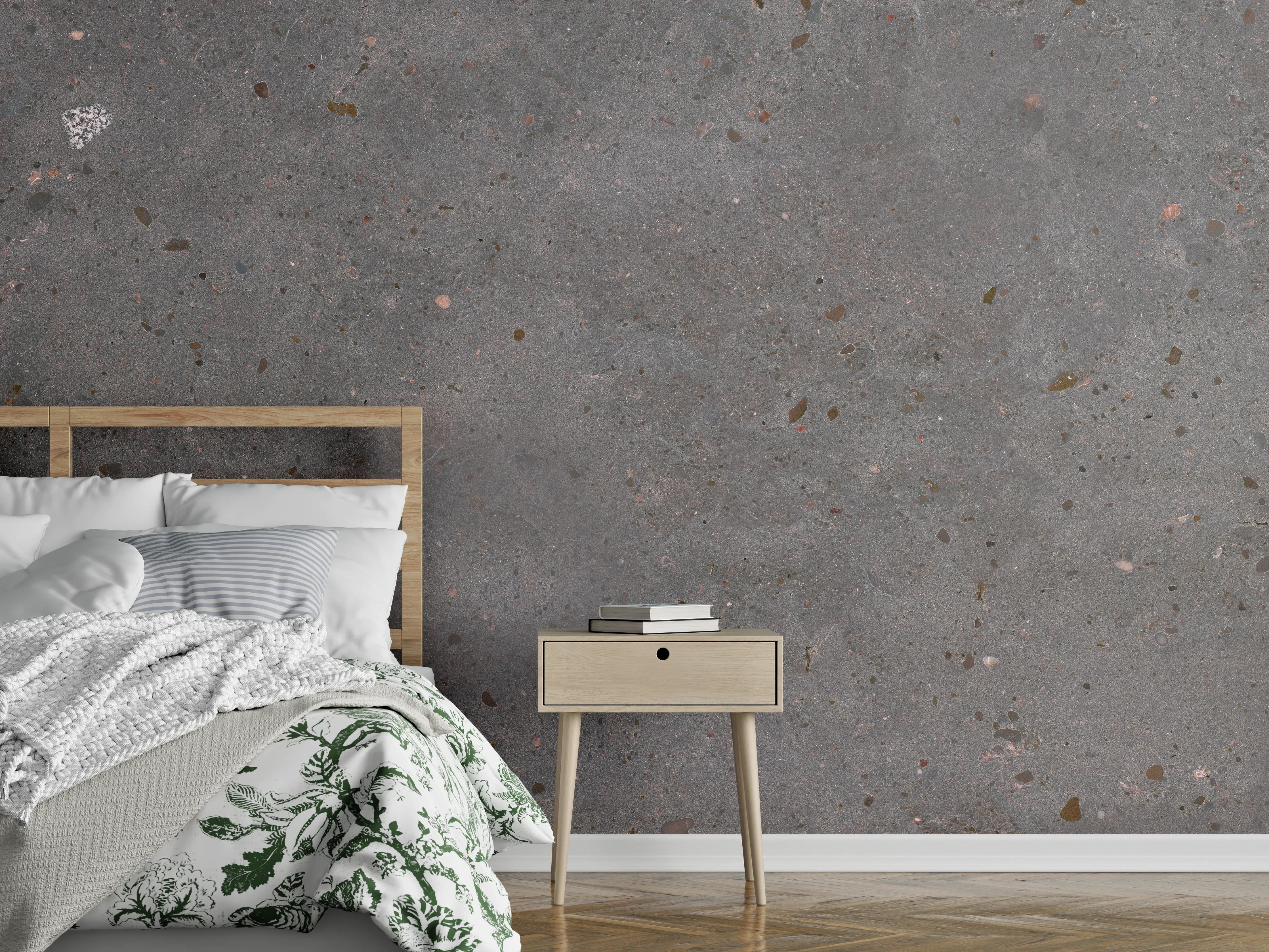 Wandverkleidung Schlafzimmer - Graue Betonoberfläche mit feinen Texturen