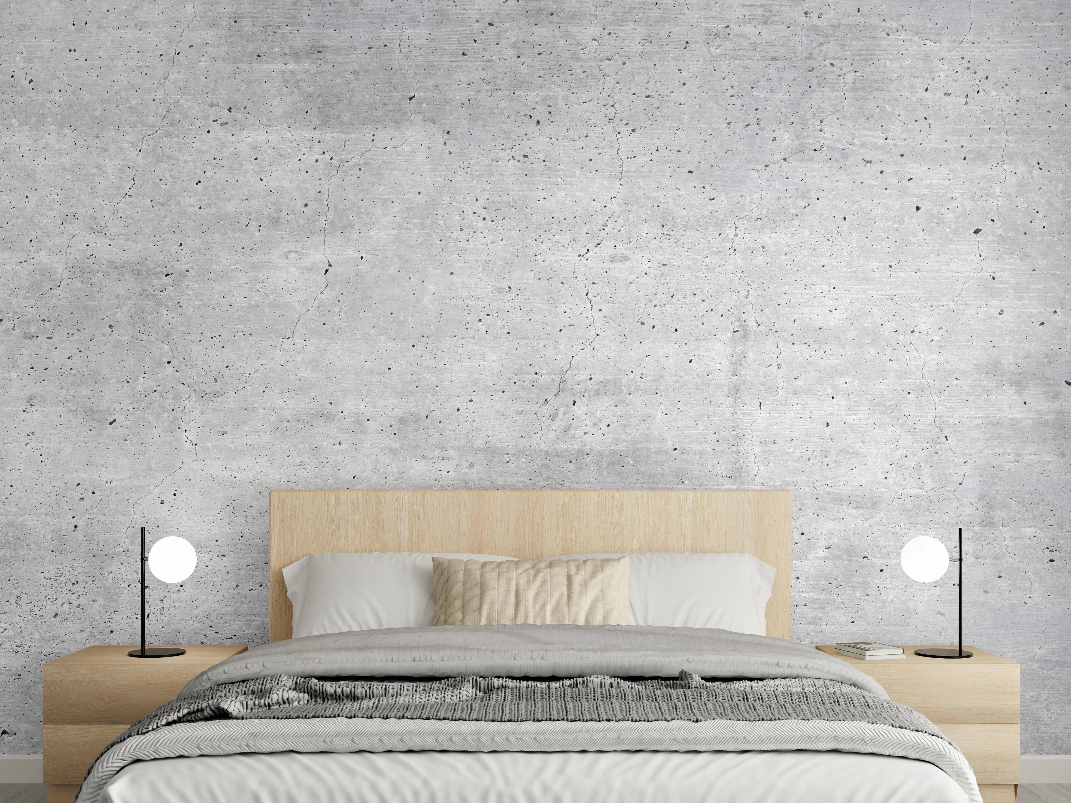 Wandverkleidung Schlafzimmer - Graue Betonwand