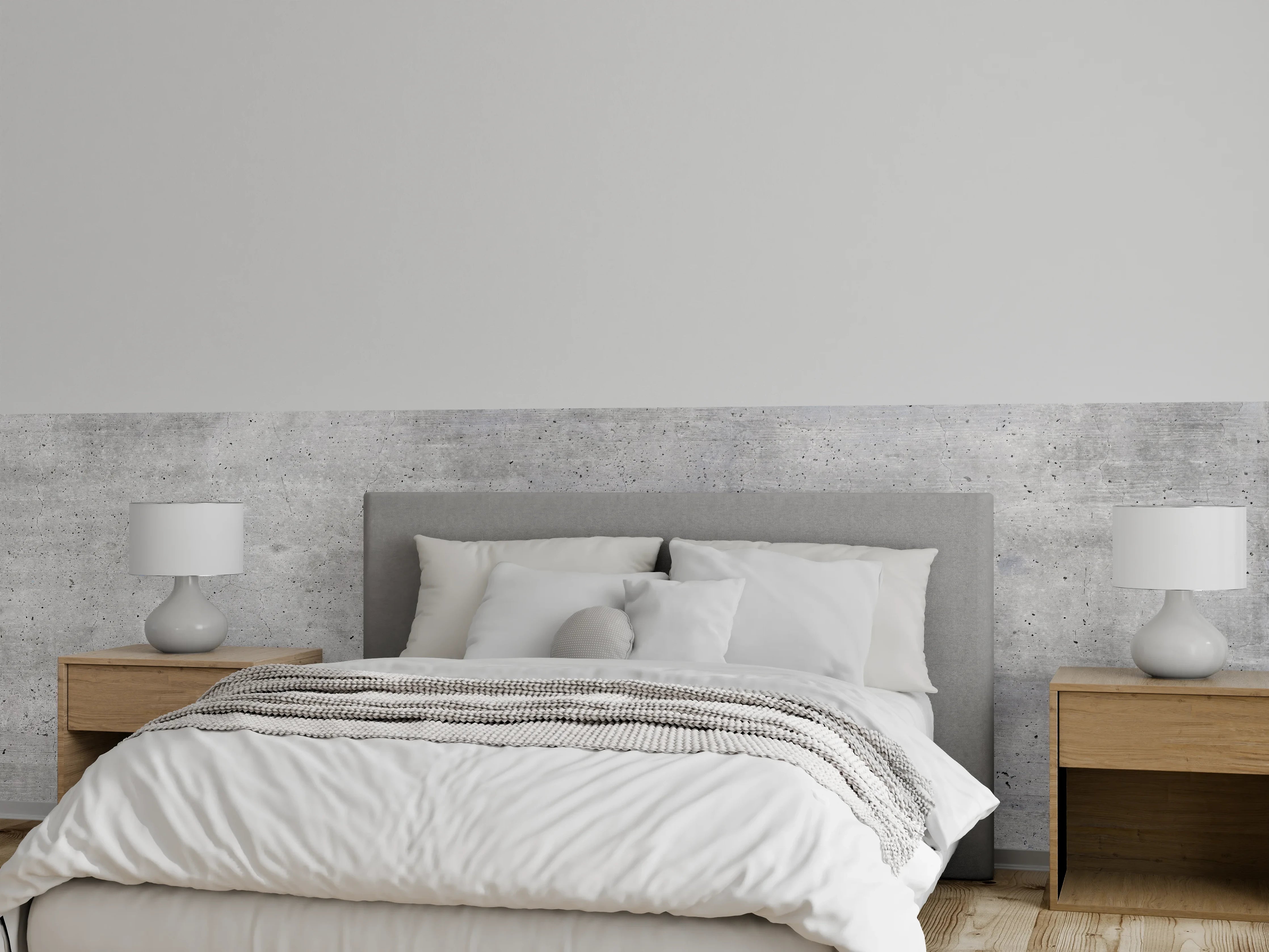 Wandverkleidung Schlafzimmer - Graue Betonwand