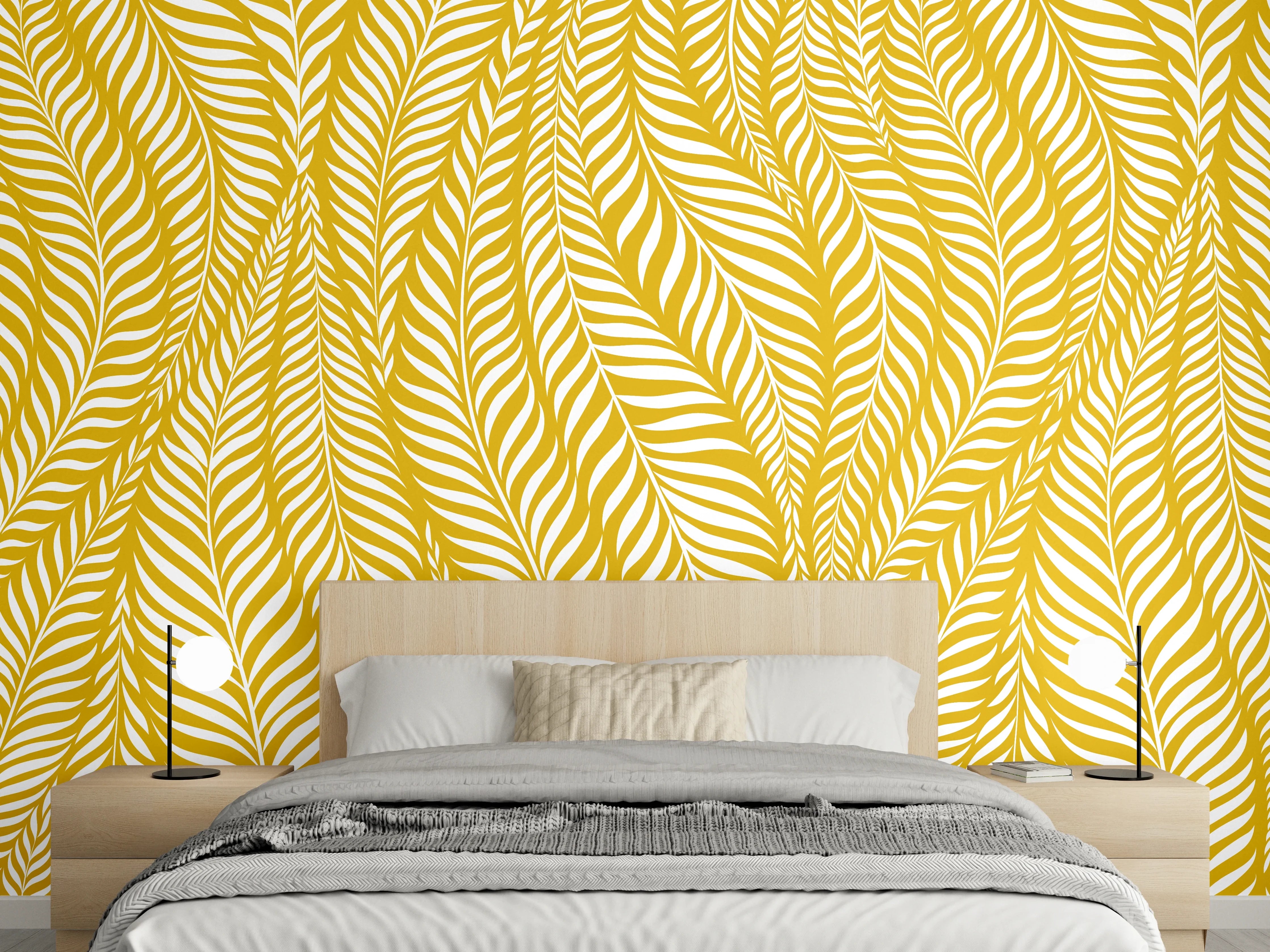 Wandverkleidung Schlafzimmer - Graue Blätterpracht