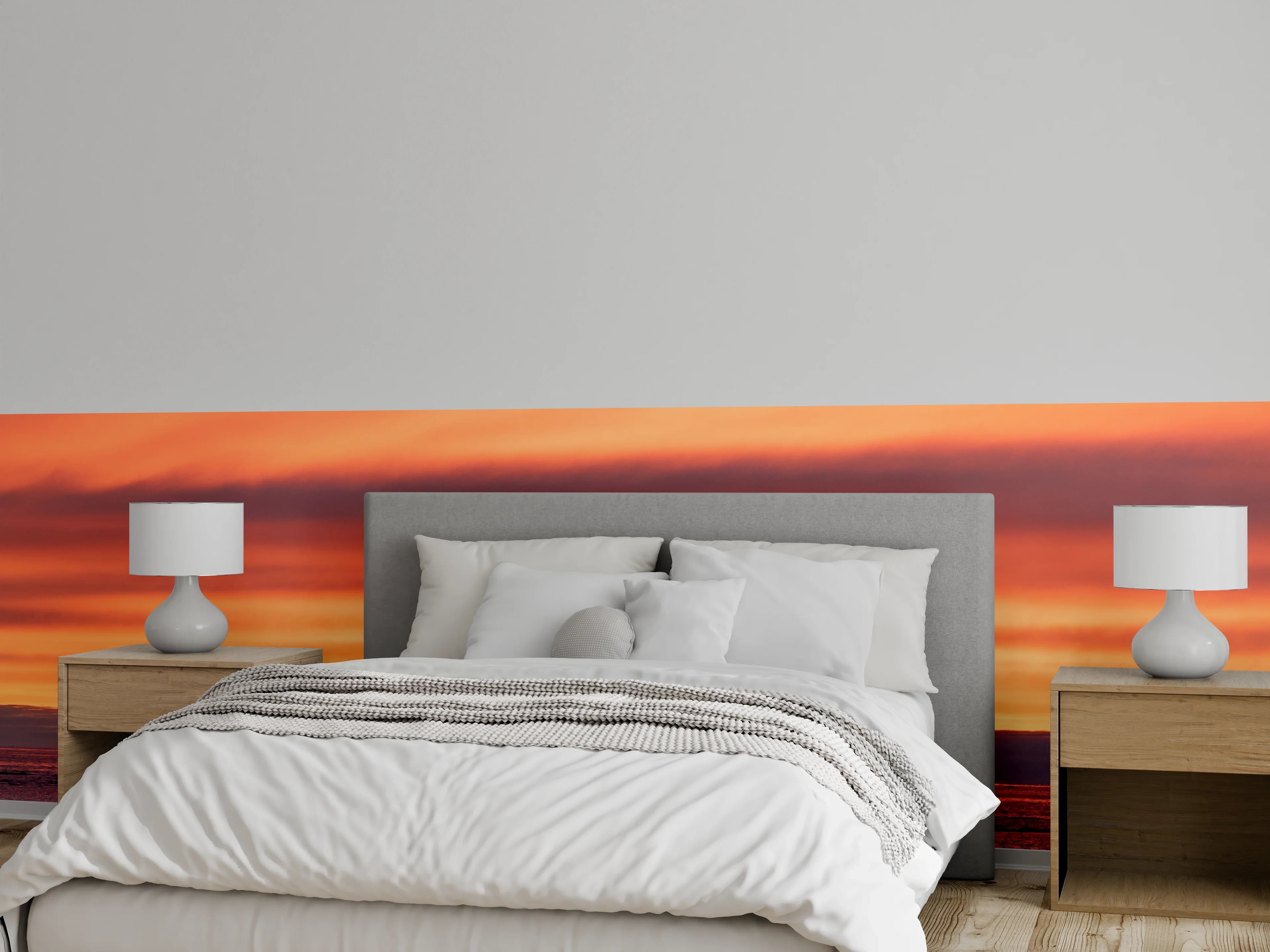 Wandverkleidung Schlafzimmer - Graue Dämmerung am weißen Küstenstrand