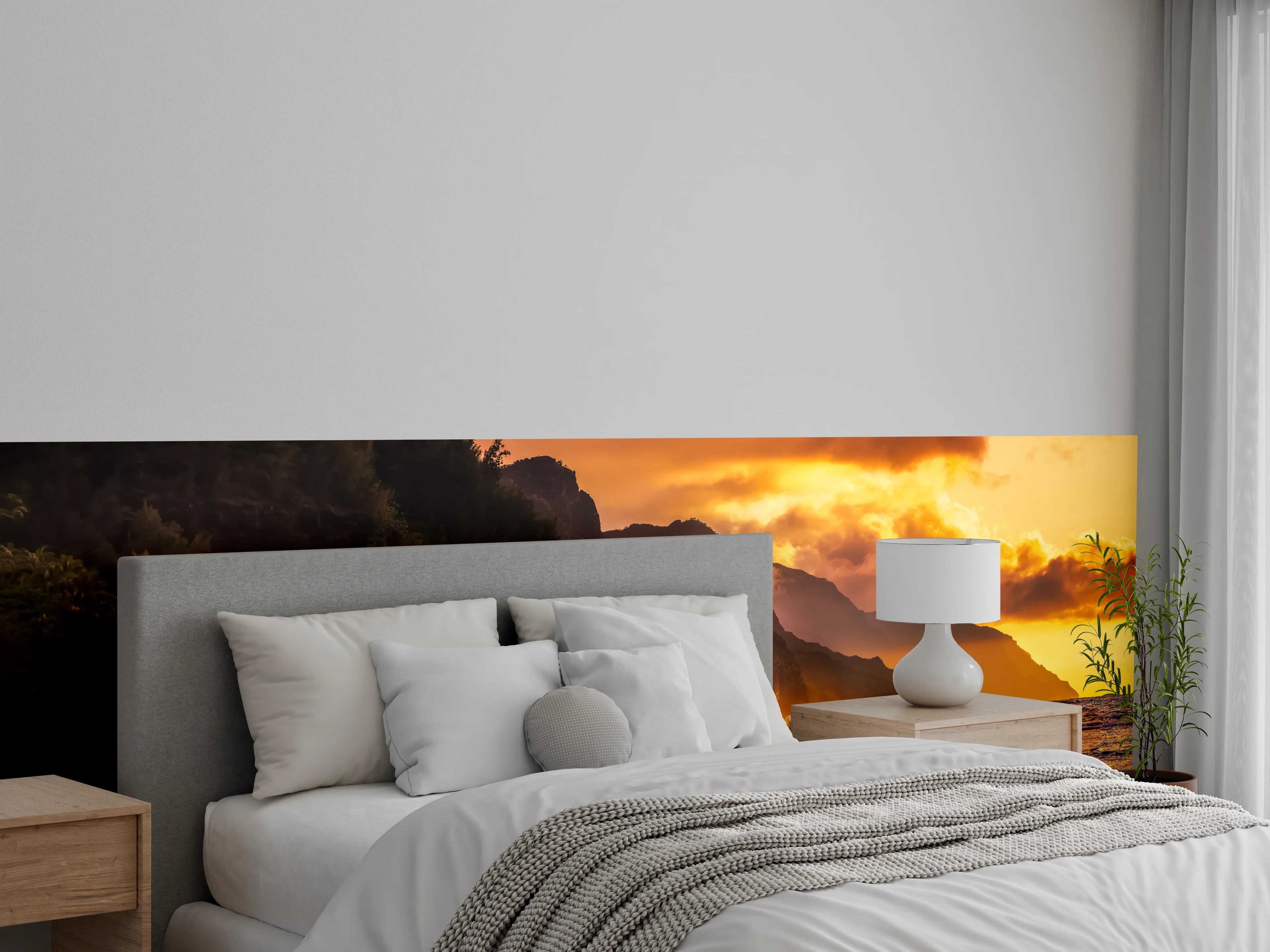 Wandverkleidung Schlafzimmer - Graue Dämmerung über weißer See