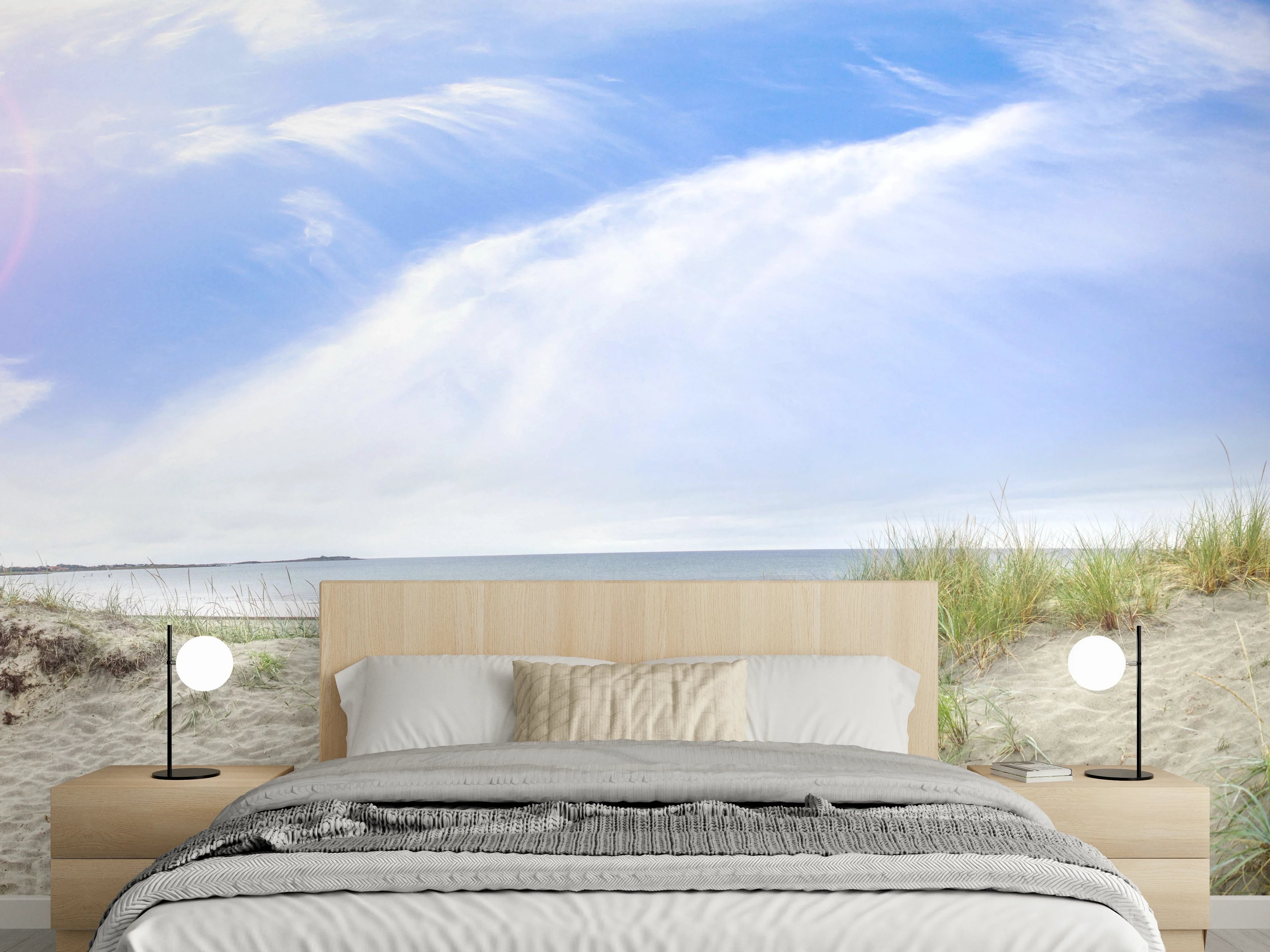 Wandverkleidung Schlafzimmer - Graue Dünenpoesie am Küstenrand