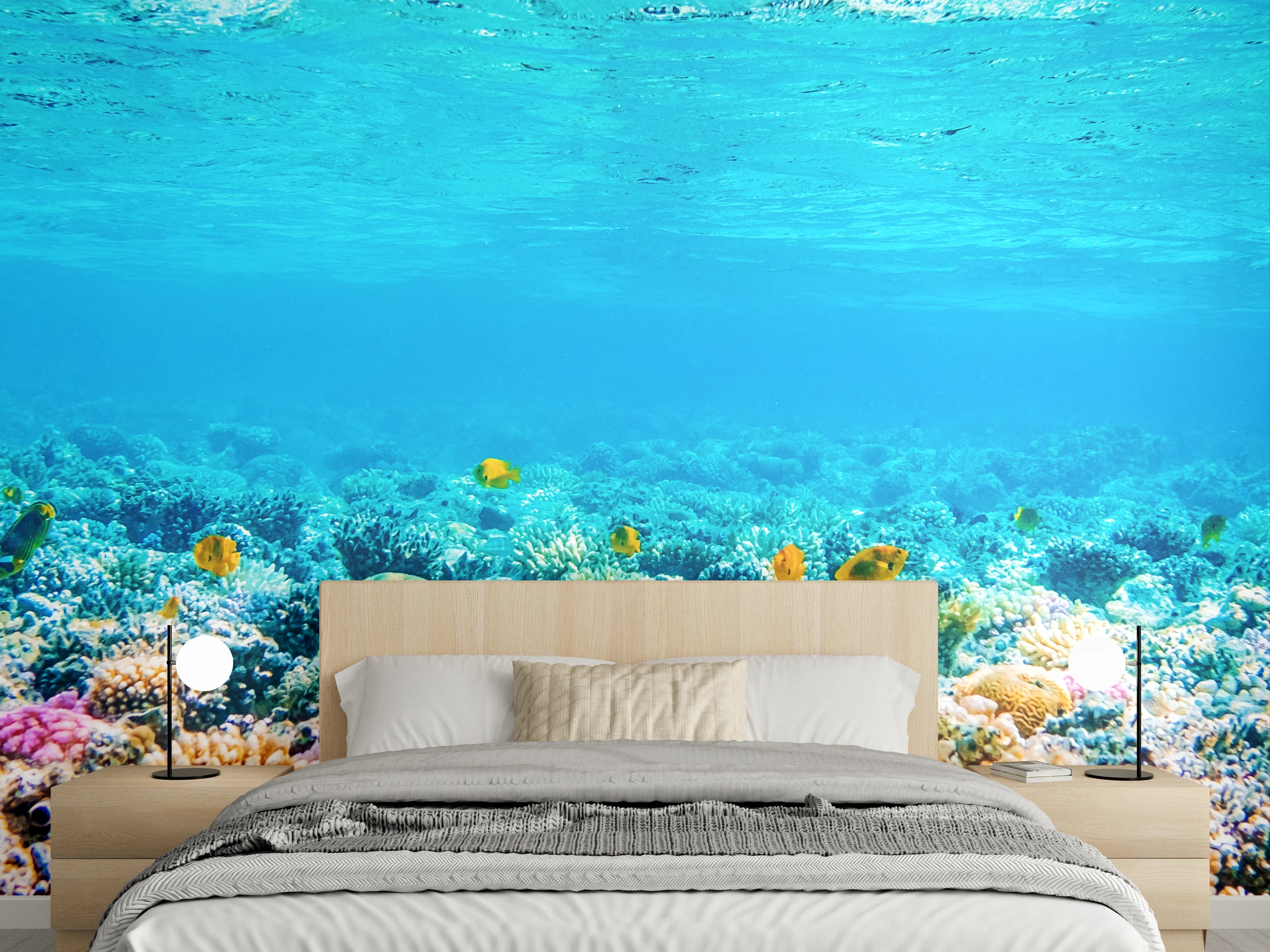 Wandverkleidung Schlafzimmer - Graue Eleganz im weißen Riff