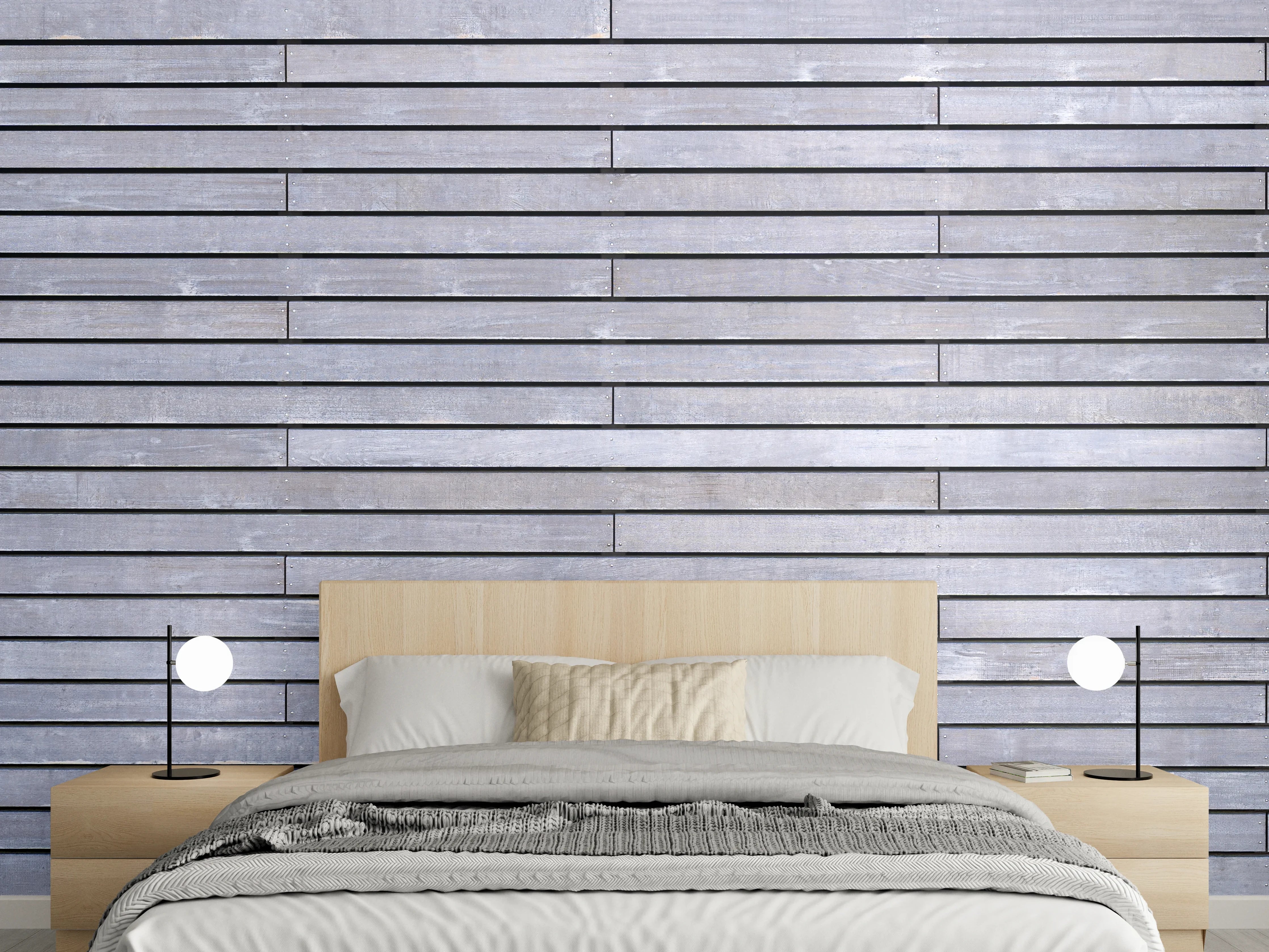 Wandverkleidung Schlafzimmer - Graue Holzverkleidung
