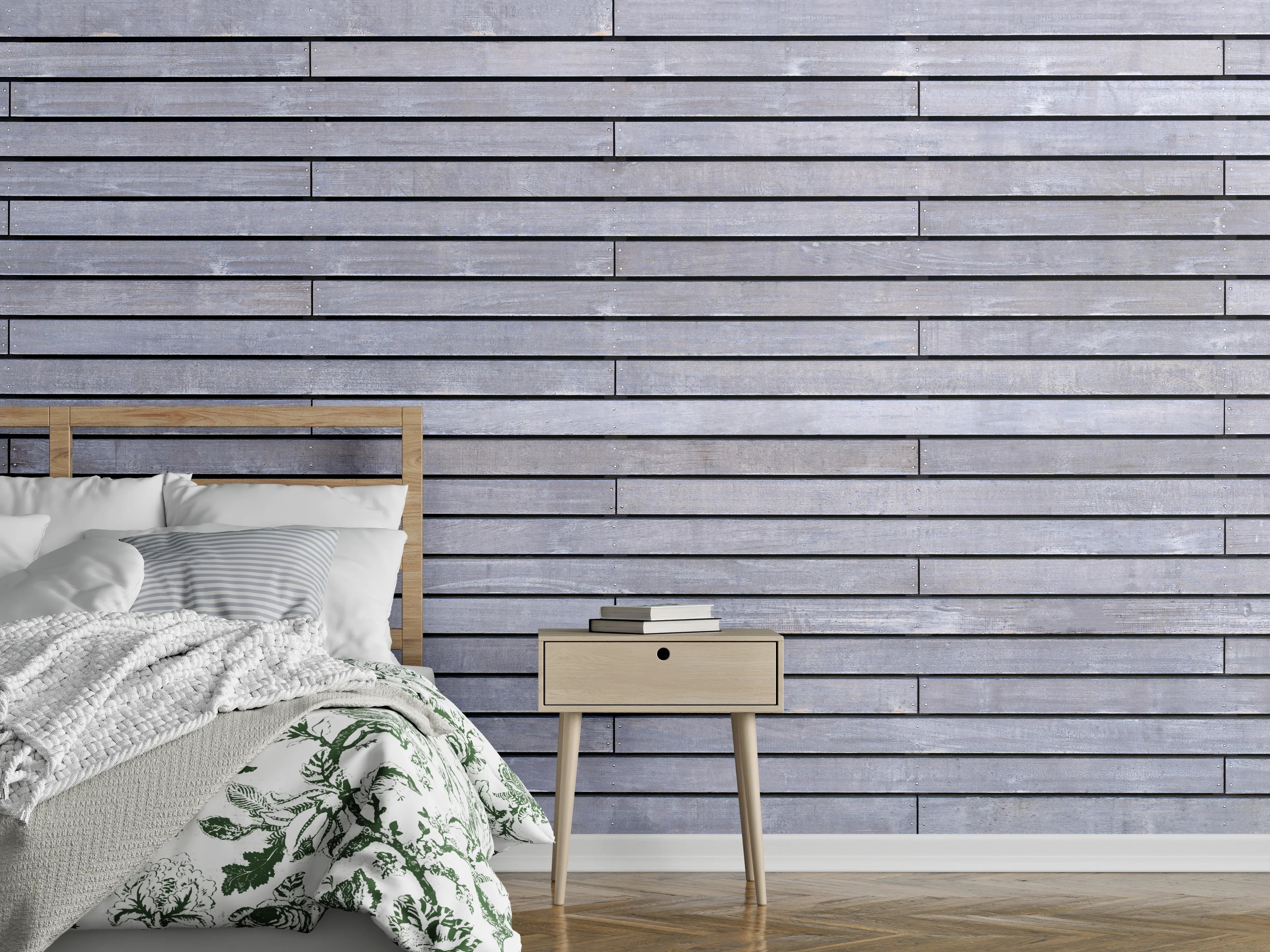 Wandverkleidung Schlafzimmer - Graue Holzverkleidung
