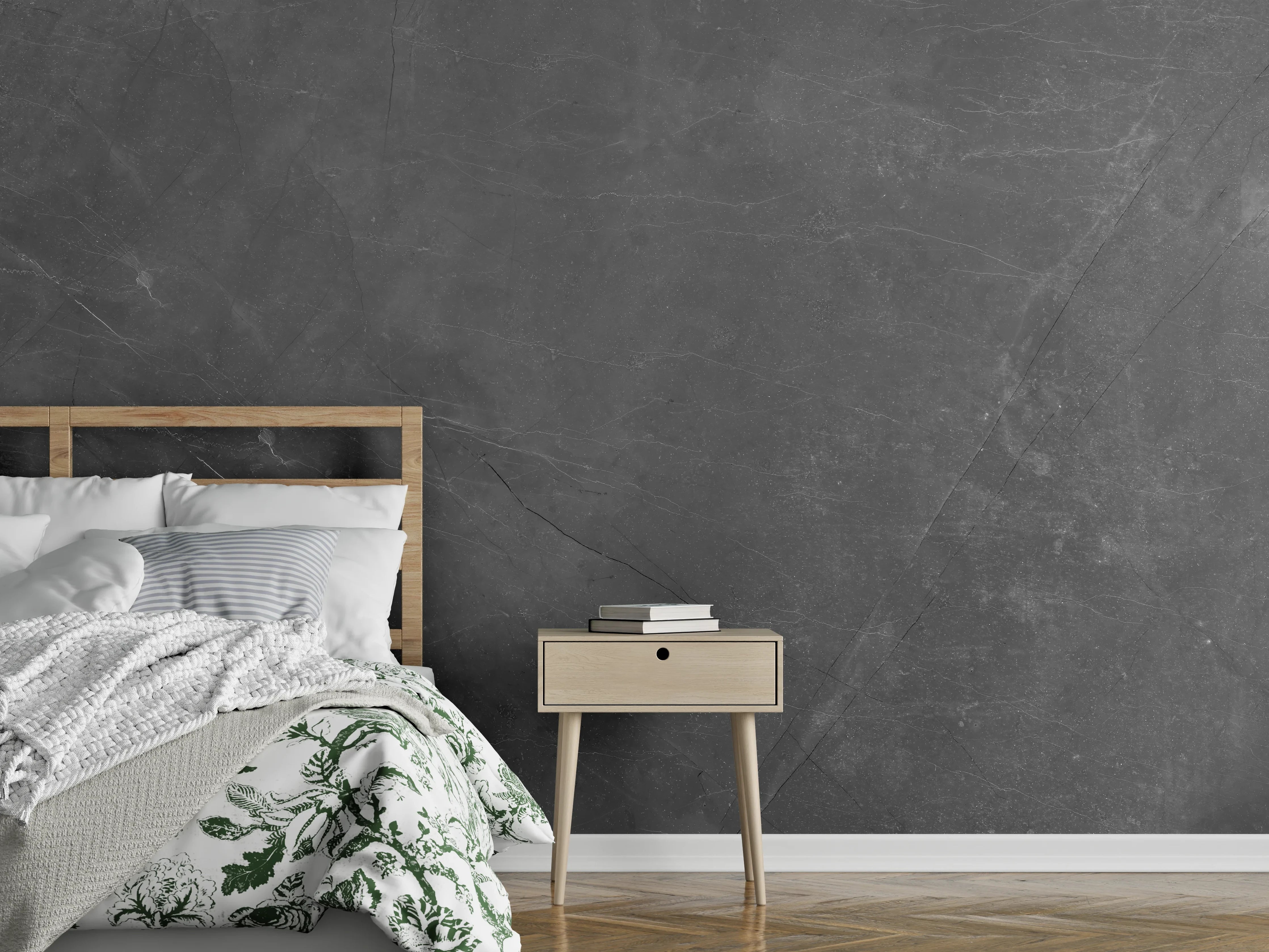 Wandverkleidung Schlafzimmer - Graue Marmor Textur mit Adern