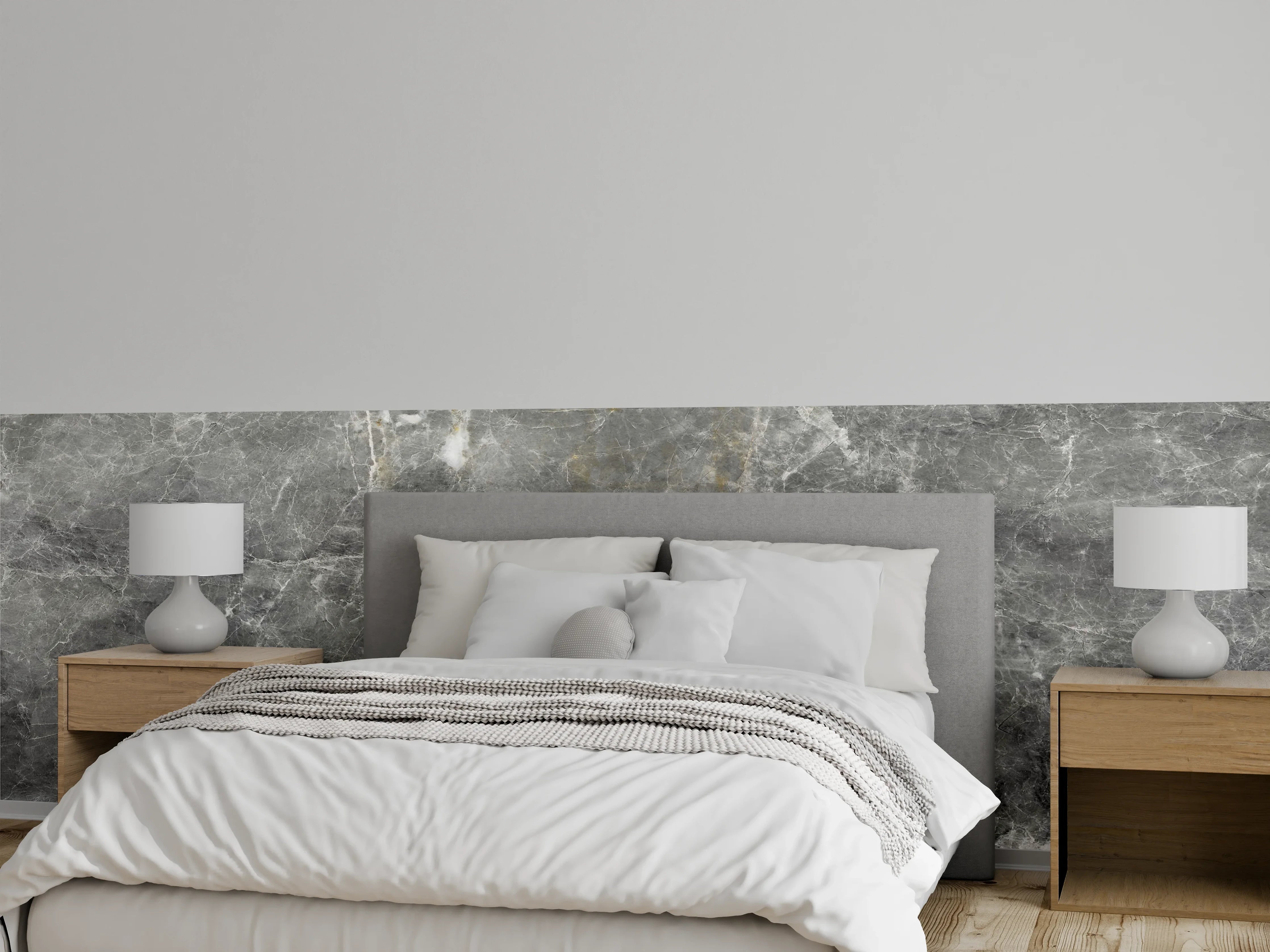 Wandverkleidung Schlafzimmer - Graue Marmorstein Textur
