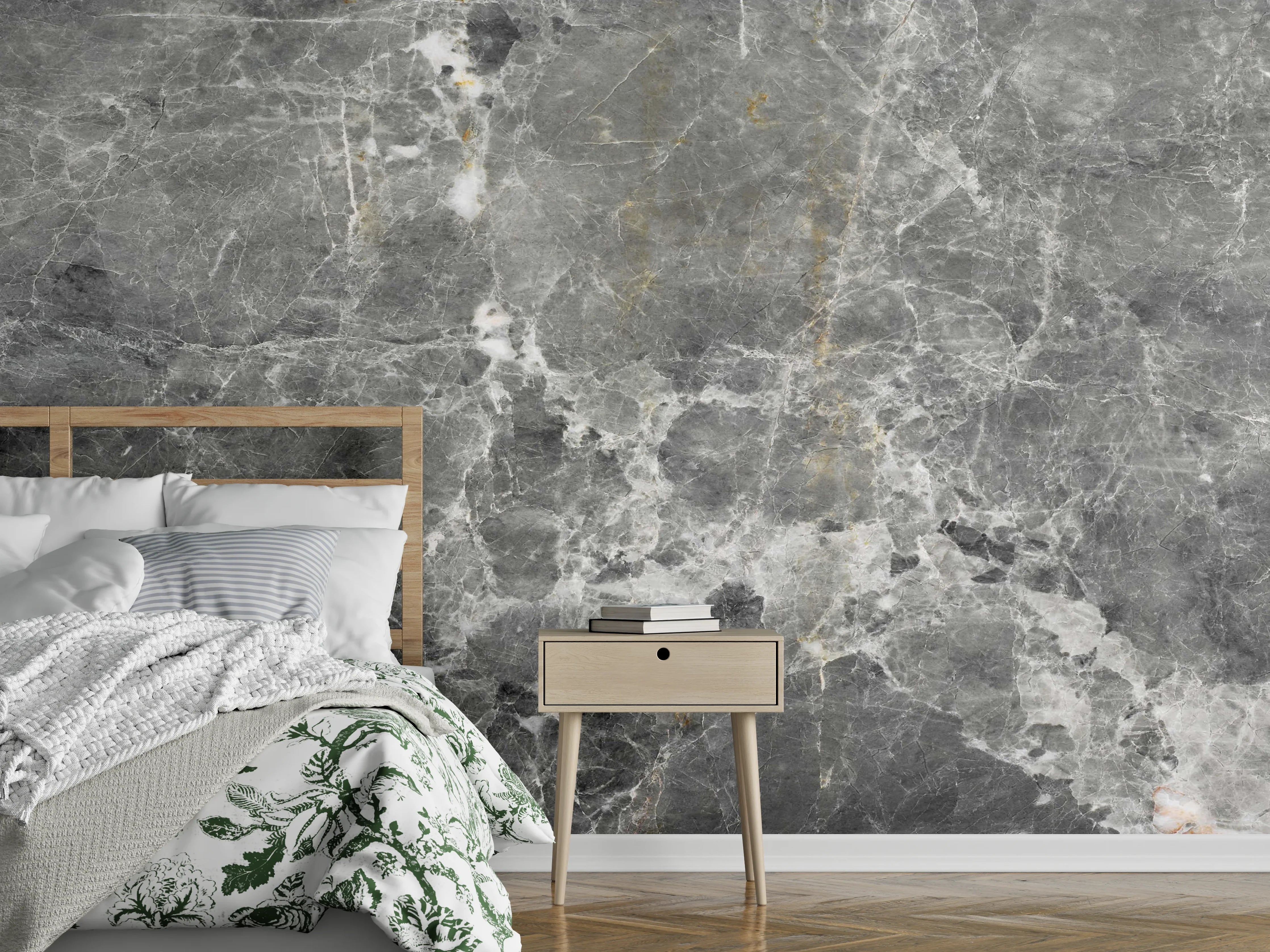 Wandverkleidung Schlafzimmer - Graue Marmorstein Textur