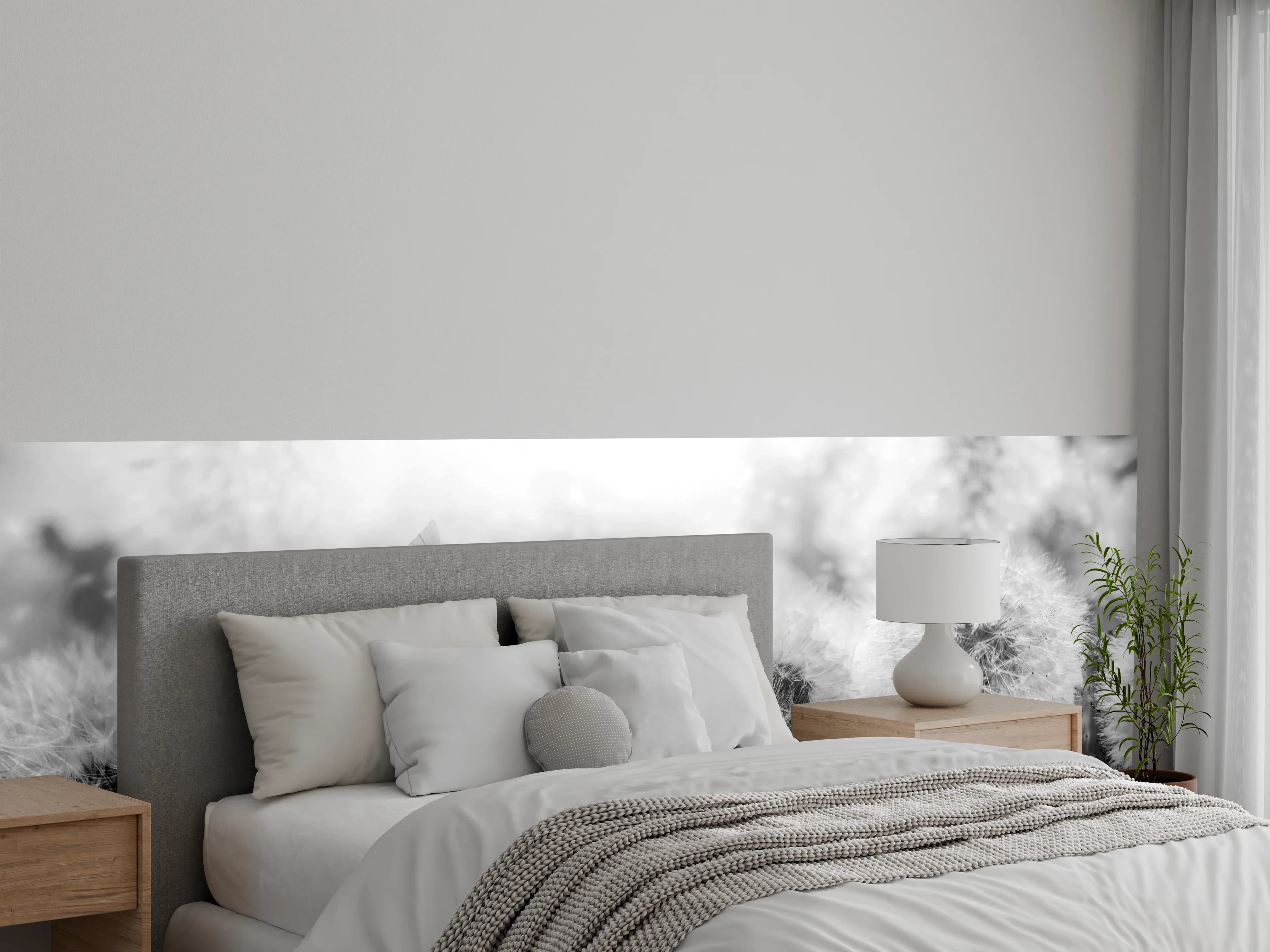 Wandverkleidung Schlafzimmer - Graue Puste im Sonnenlicht