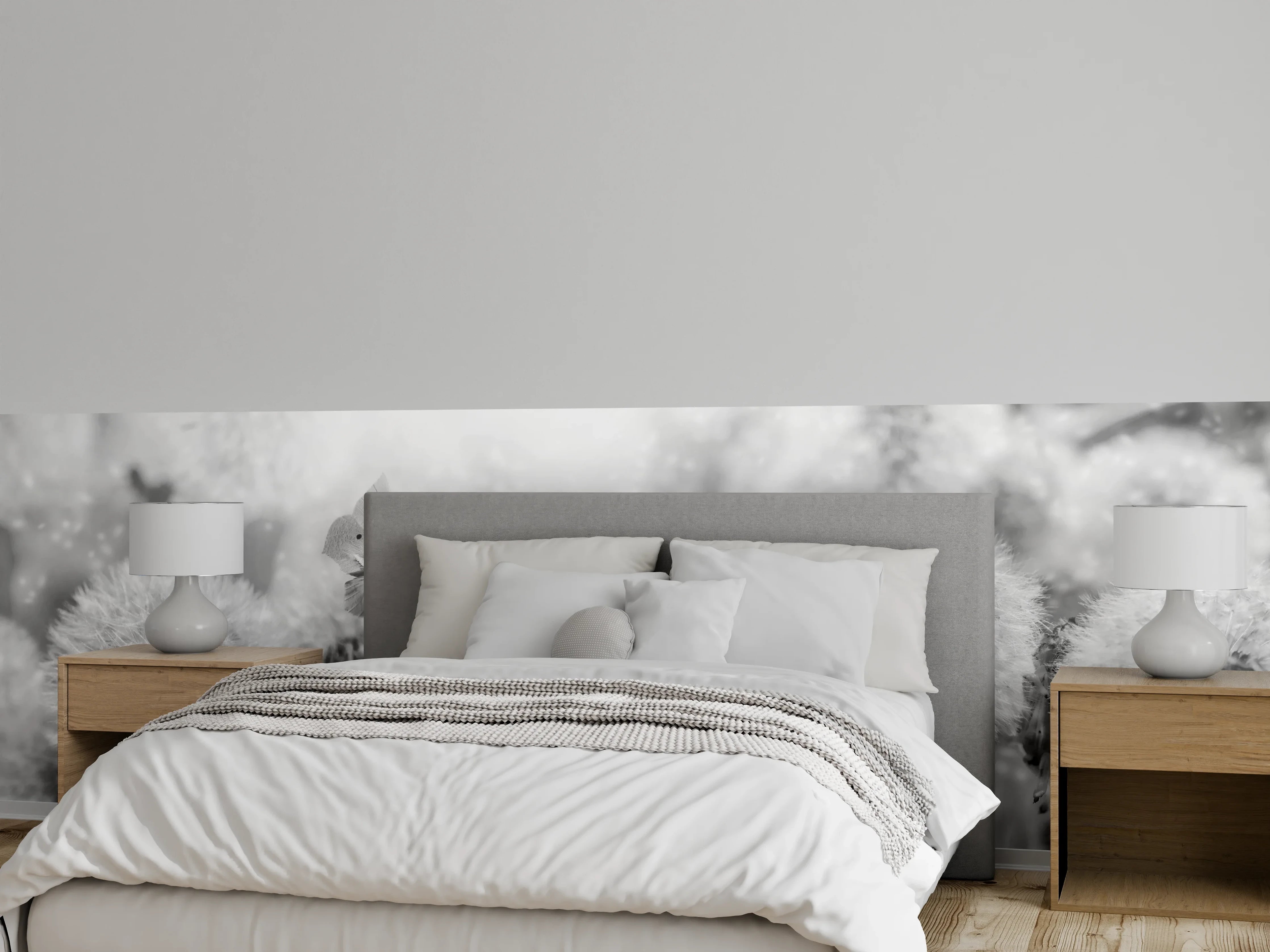 Wandverkleidung Schlafzimmer - Graue Puste im Sonnenlicht