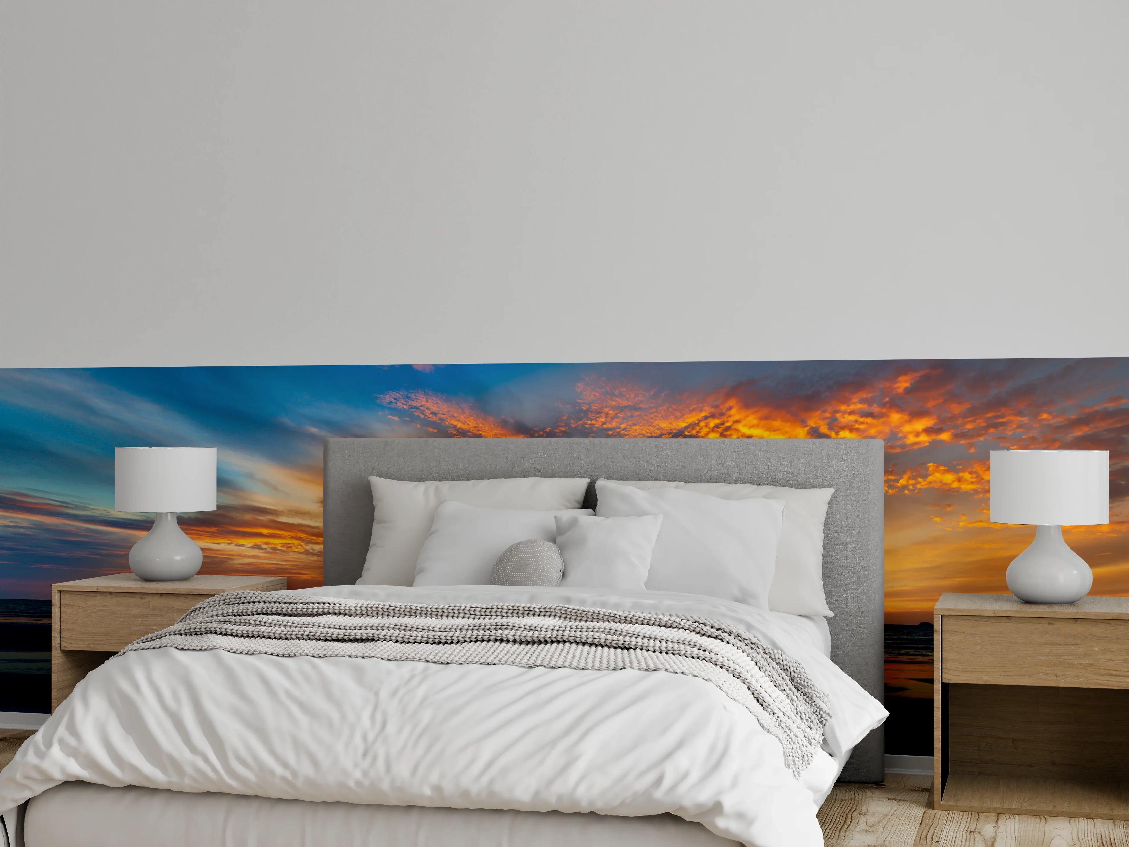 Wandverkleidung Schlafzimmer - Graue Stille am Ozean