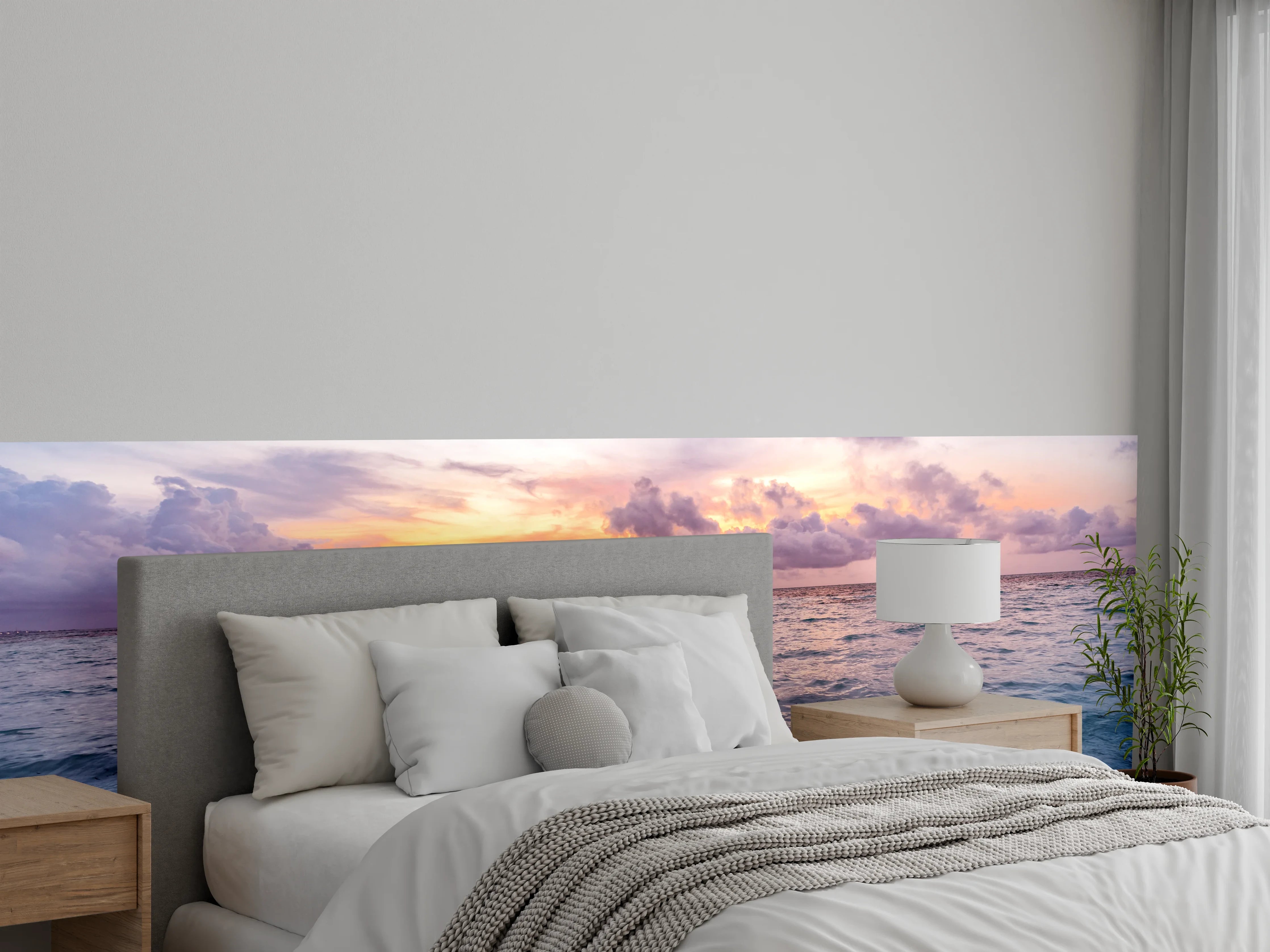 Wandverkleidung Schlafzimmer - Graue Stille im weißen Abendmeer