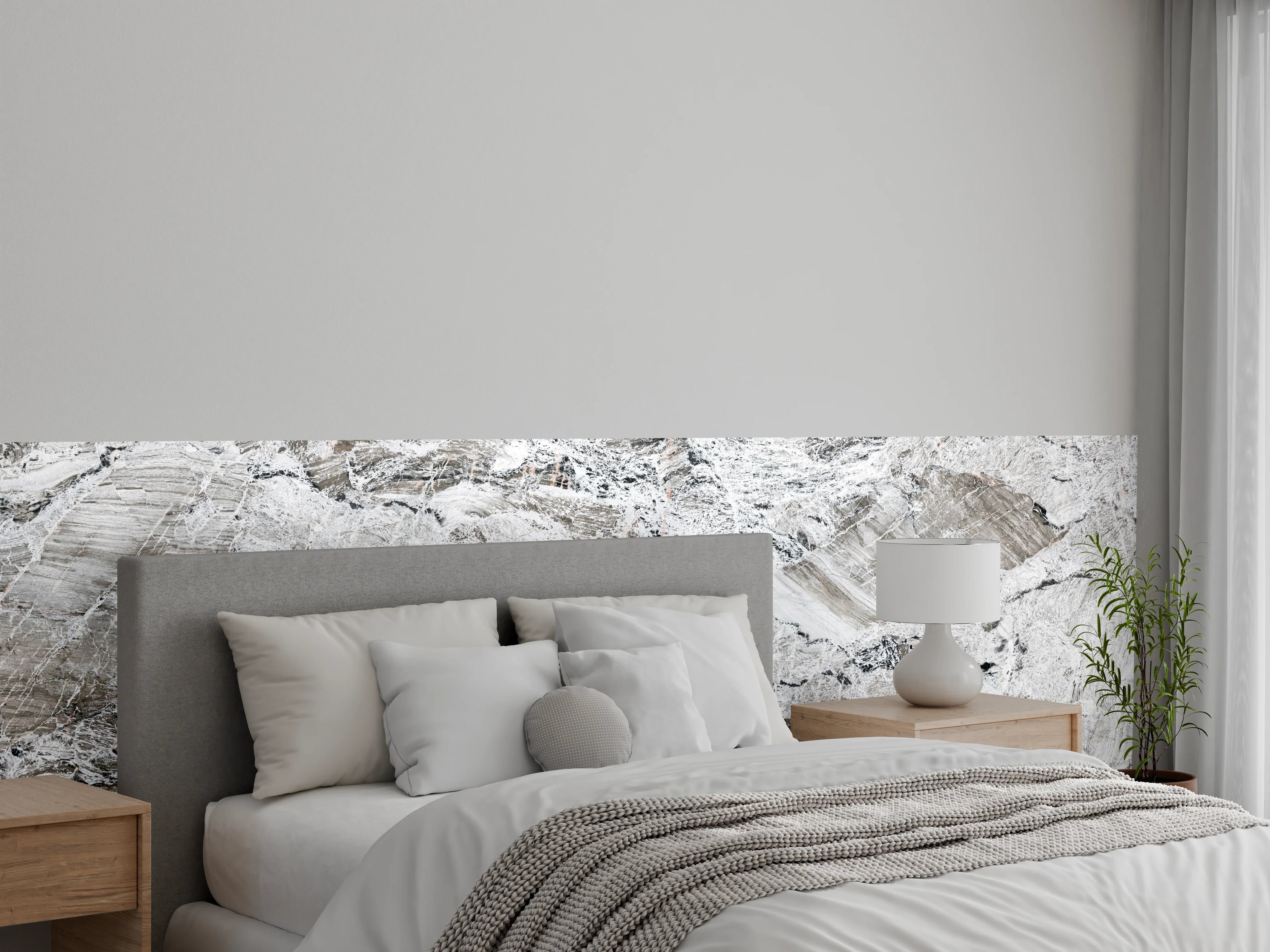 Wandverkleidung Schlafzimmer - Graue abstrakte Marmor Stein Textur
