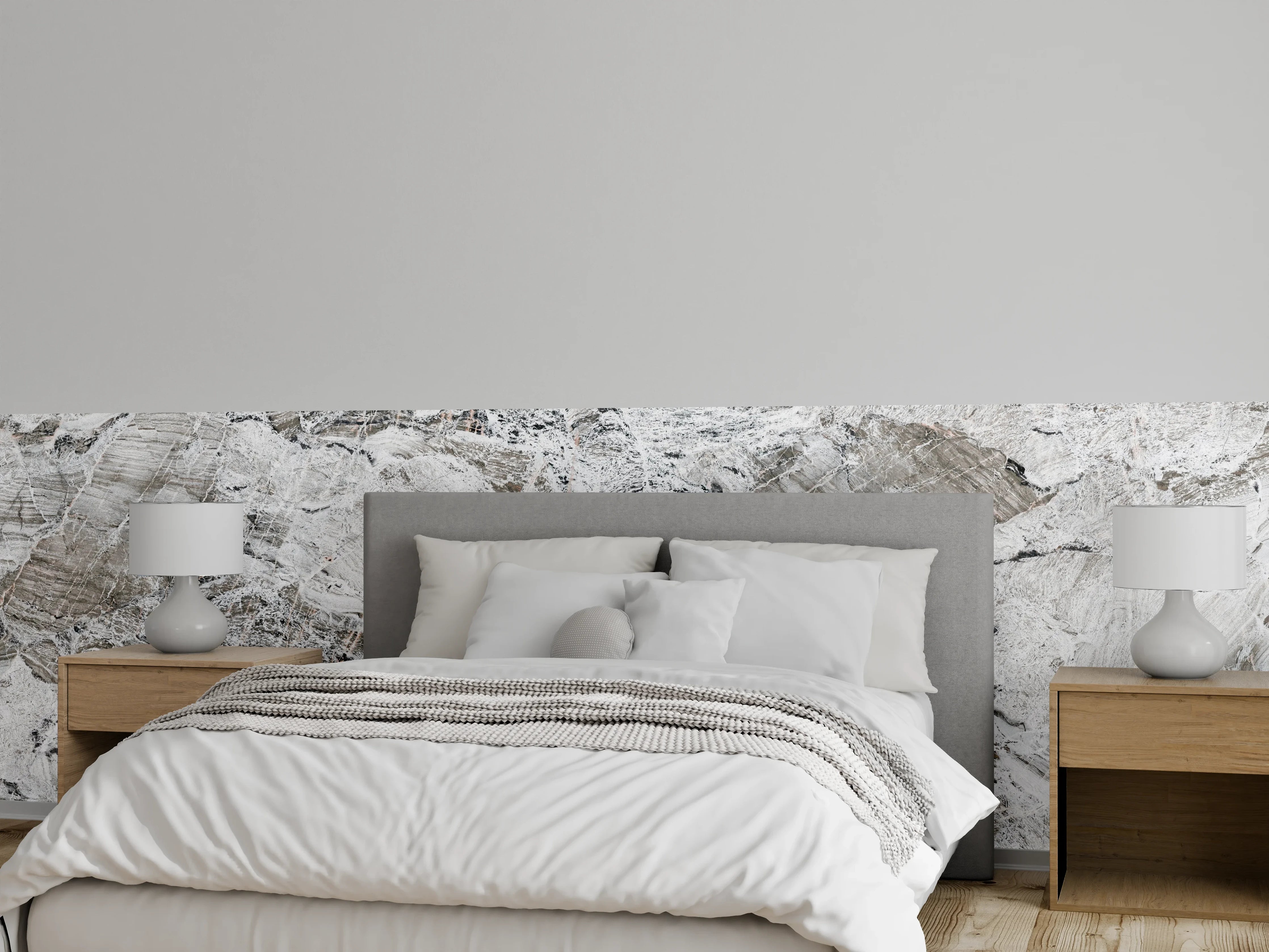 Wandverkleidung Schlafzimmer - Graue abstrakte Marmor Stein Textur