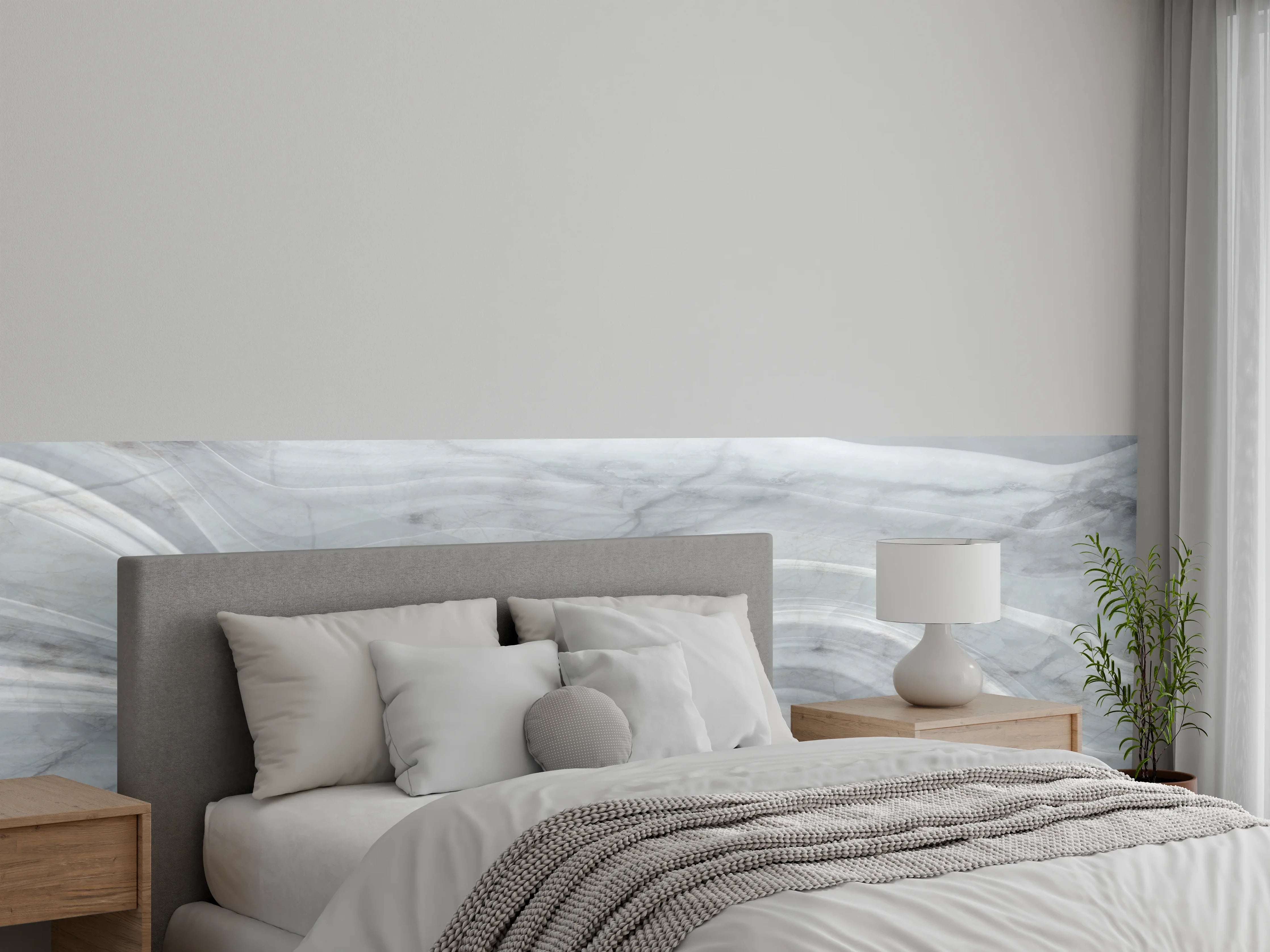 Wandverkleidung Schlafzimmer - Graue wellenförmige Marmor Textur
