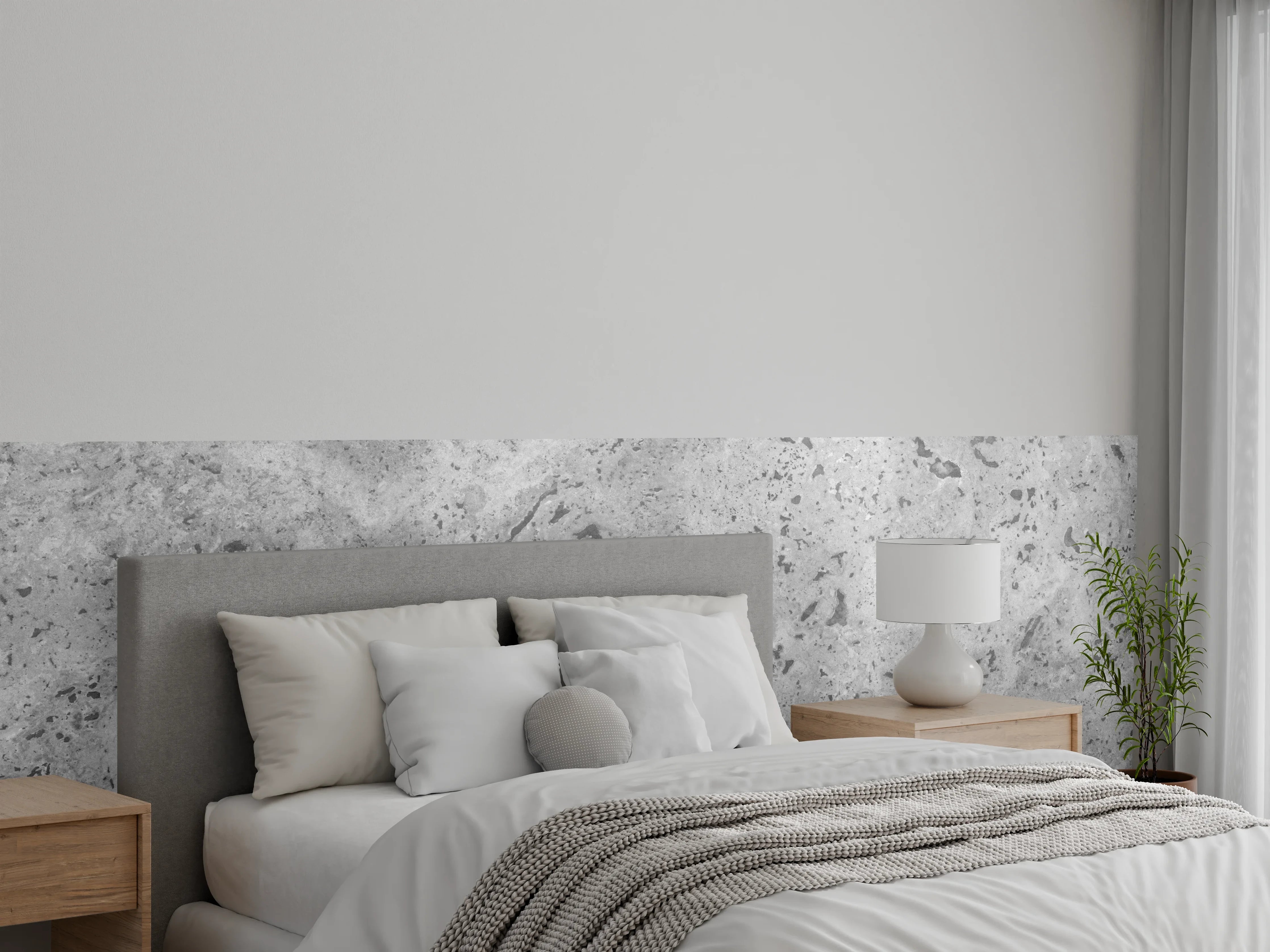 Wandverkleidung Schlafzimmer - Grauer Beton