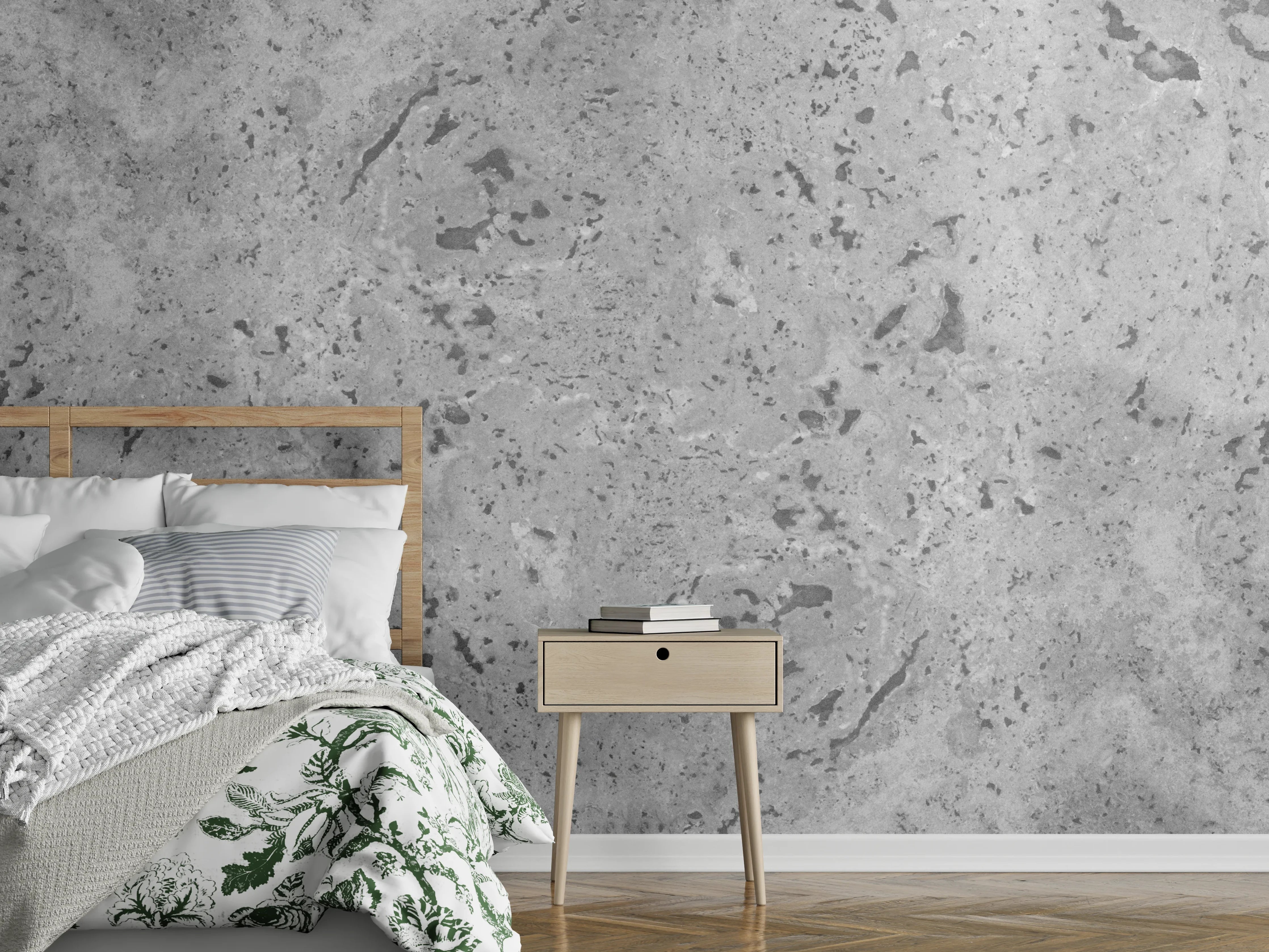 Wandverkleidung Schlafzimmer - Grauer Beton