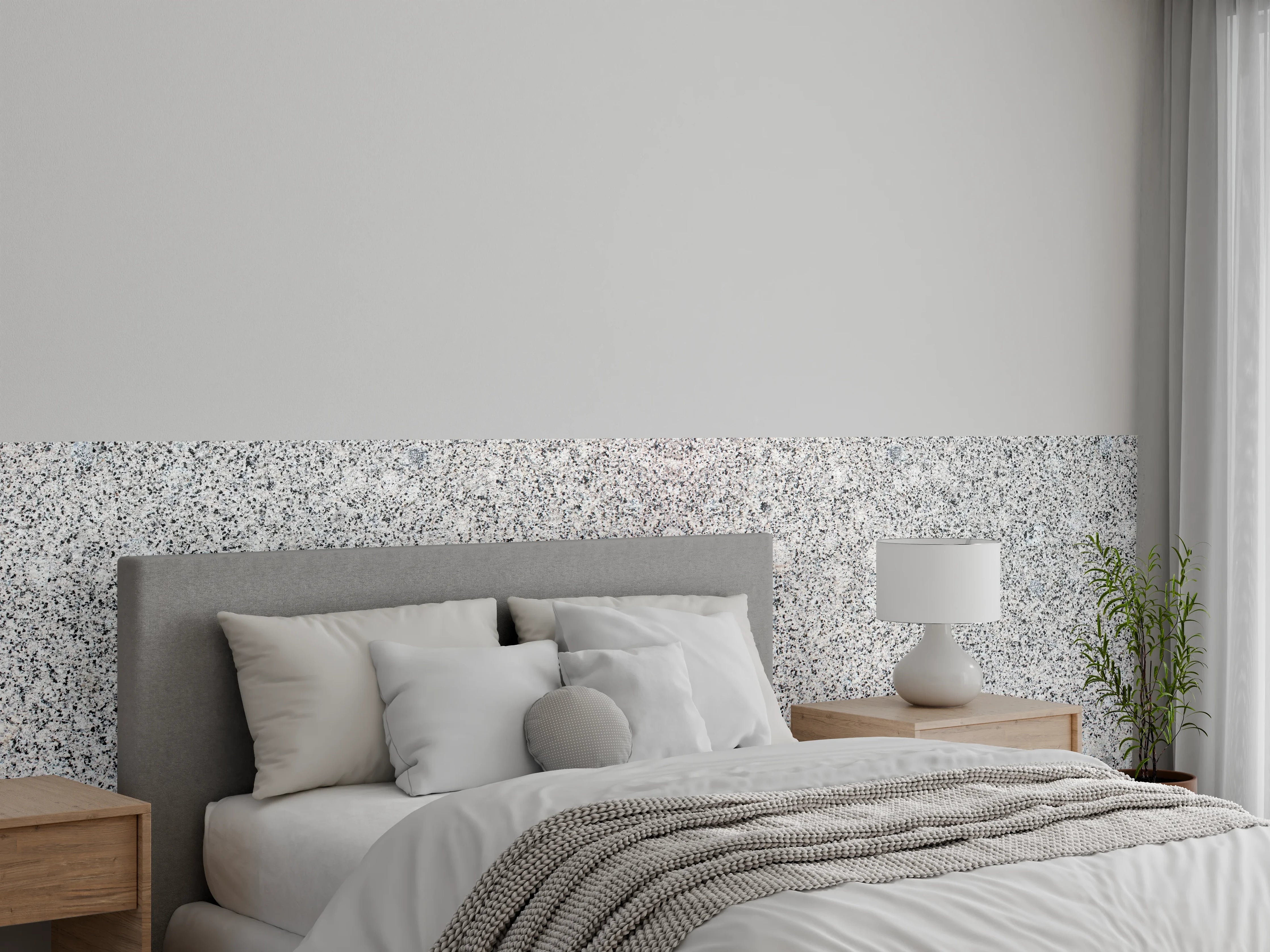 Wandverkleidung Schlafzimmer - Grauer Granit