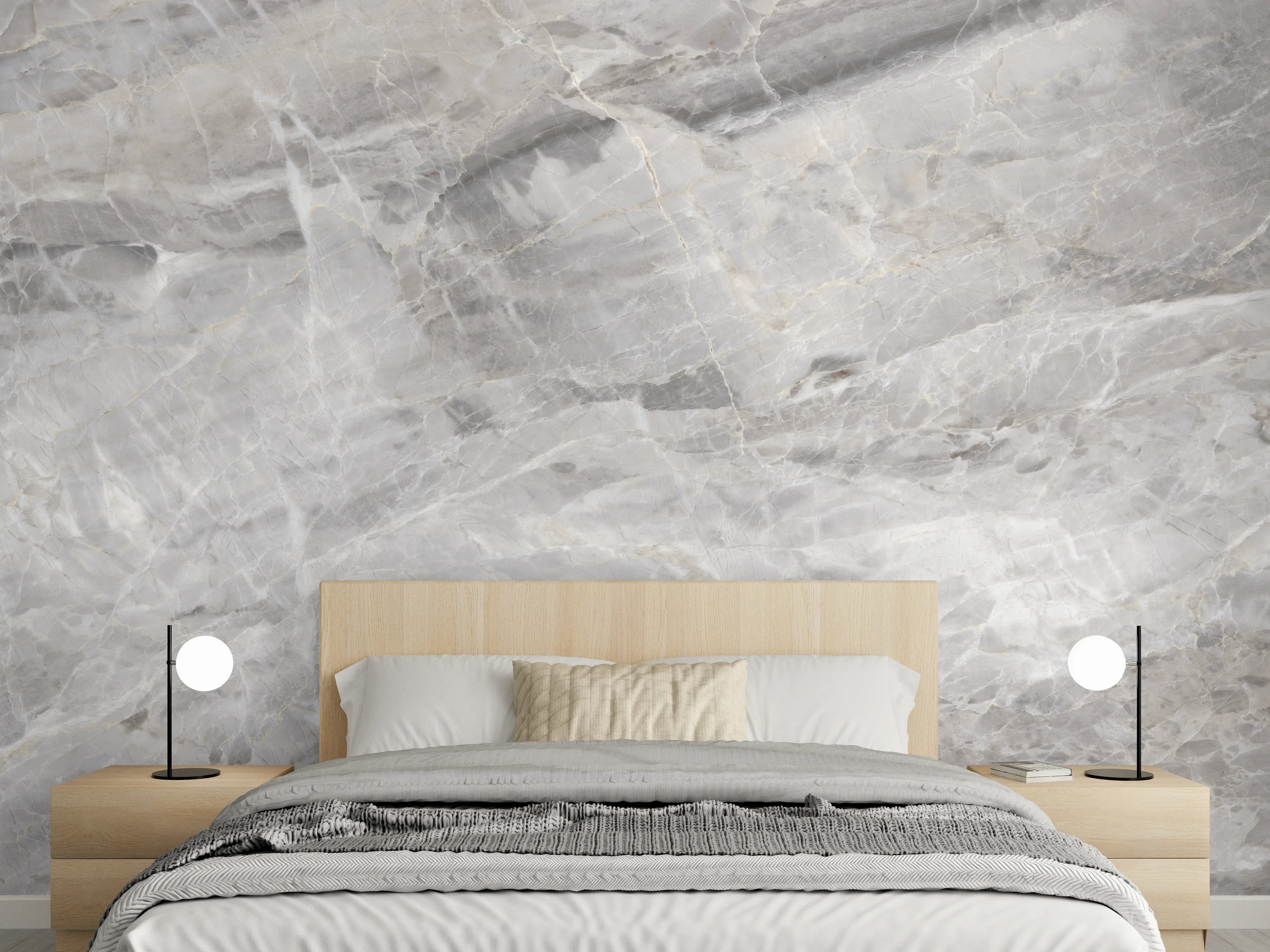 Wandverkleidung Schlafzimmer - Grauer Marmor - Granit