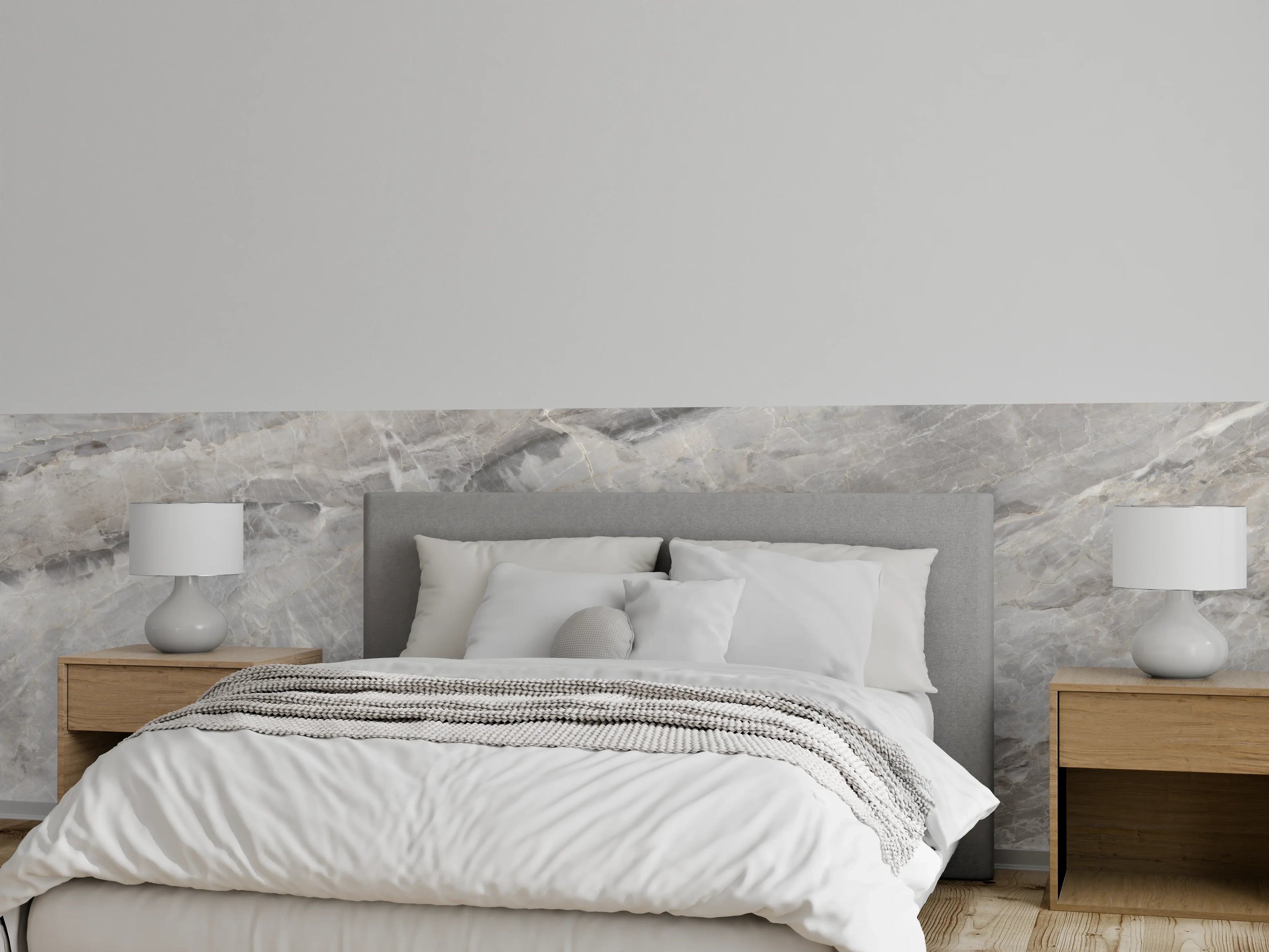 Wandverkleidung Schlafzimmer - Grauer Marmor - Granit