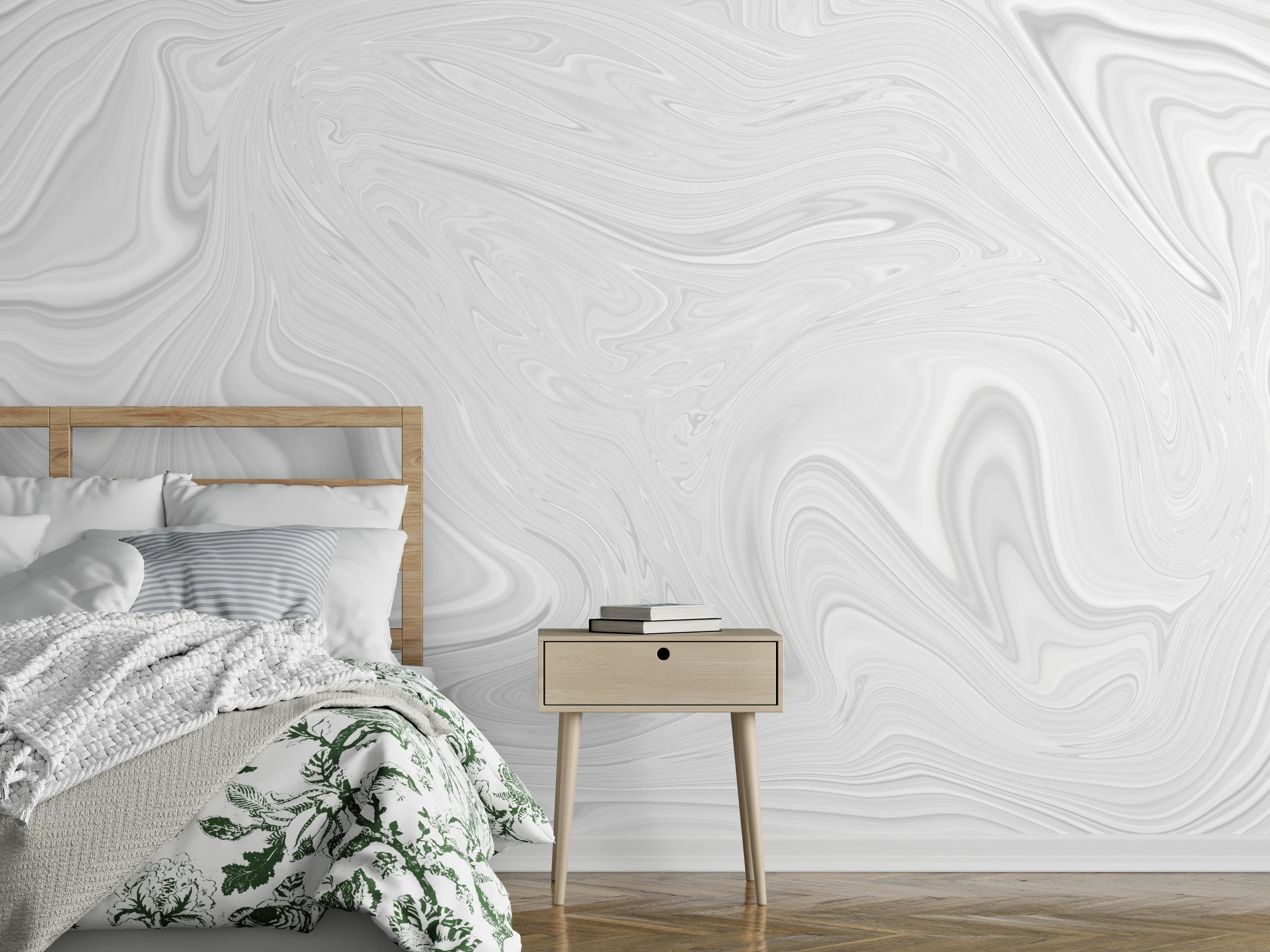 Wandverkleidung Schlafzimmer - Grauer Marmor-Schimmer