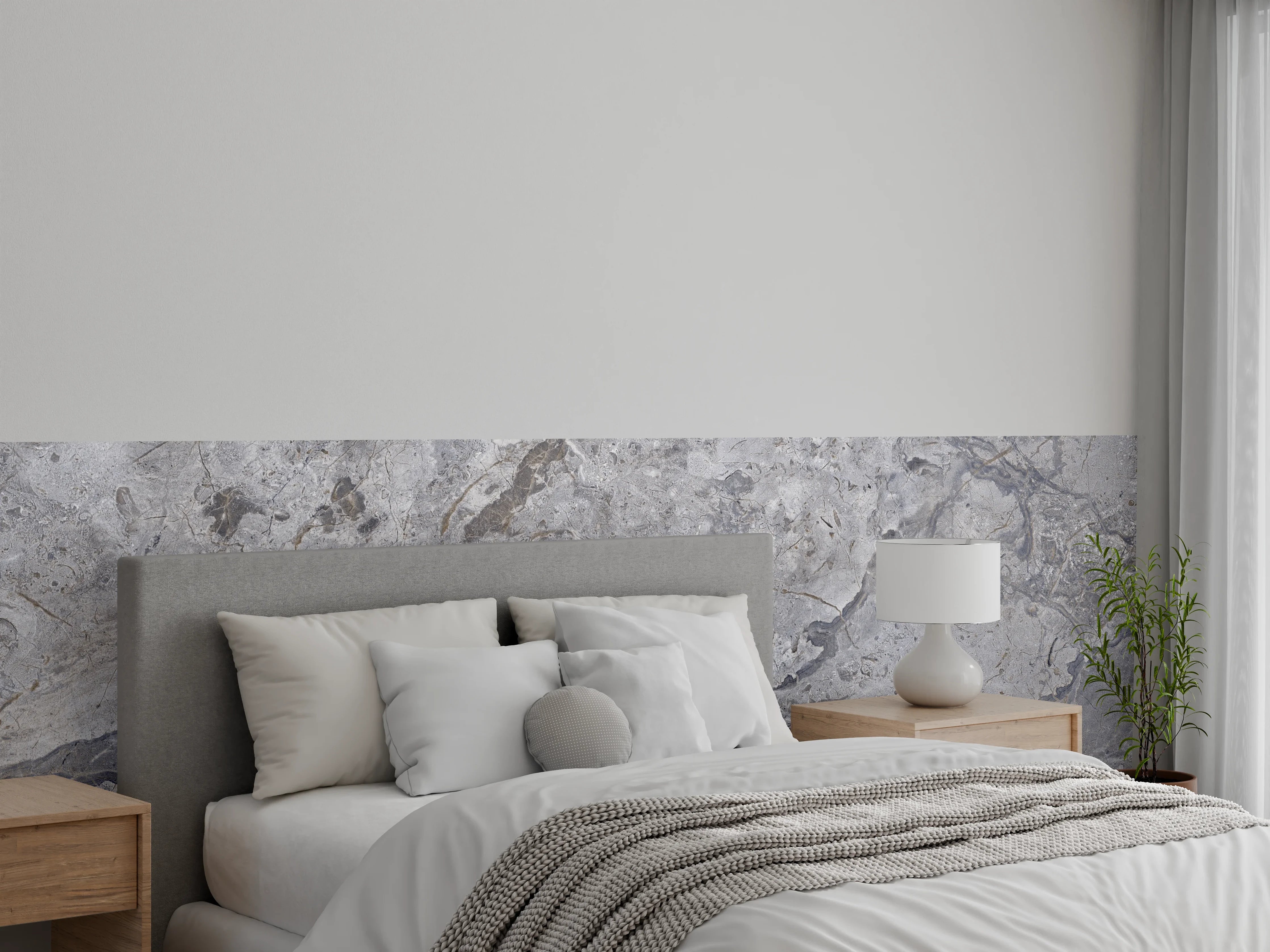 Wandverkleidung Schlafzimmer - Grauer Marmor