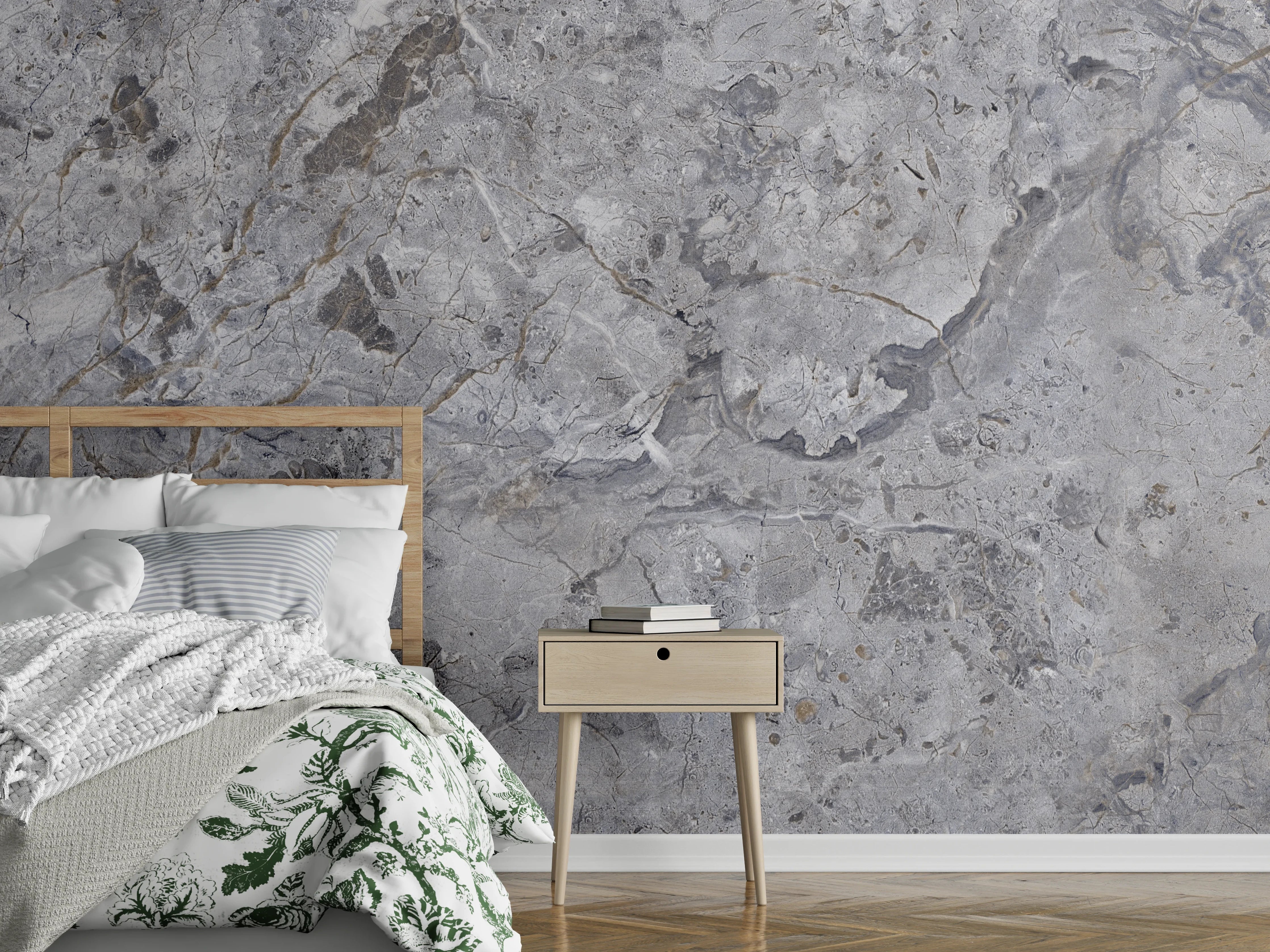Wandverkleidung Schlafzimmer - Grauer Marmor