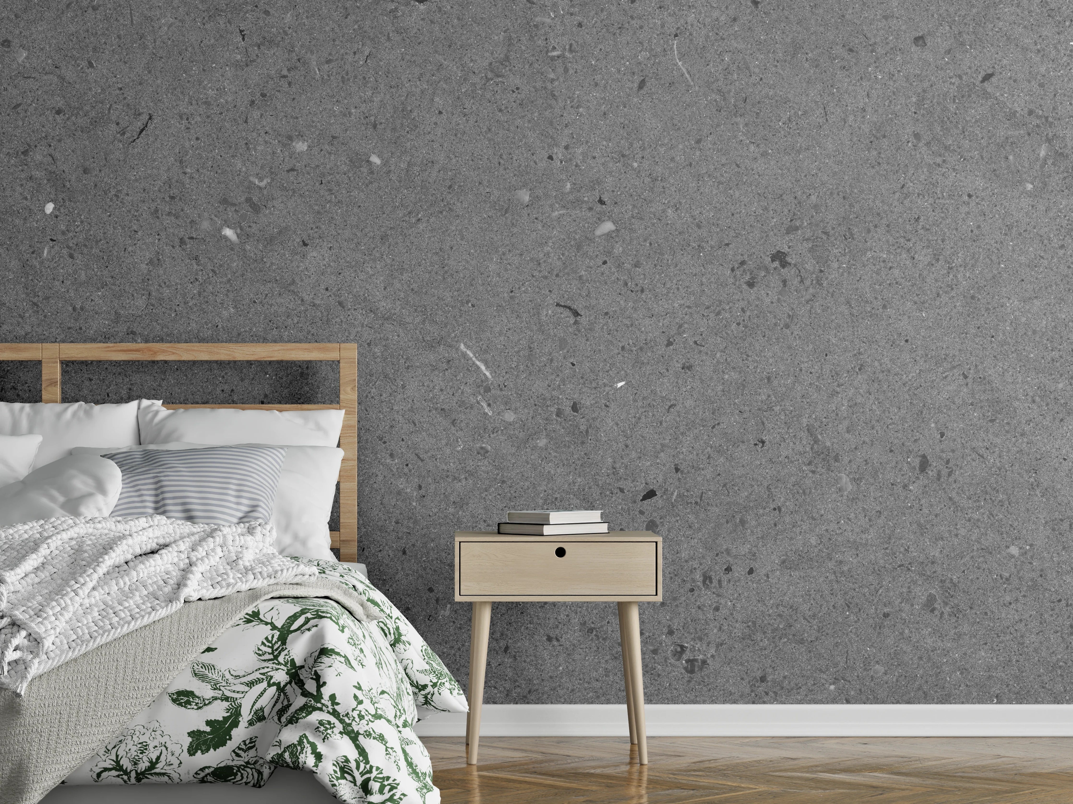 Wandverkleidung Schlafzimmer - Grauer Marmor im Asphaltdesign