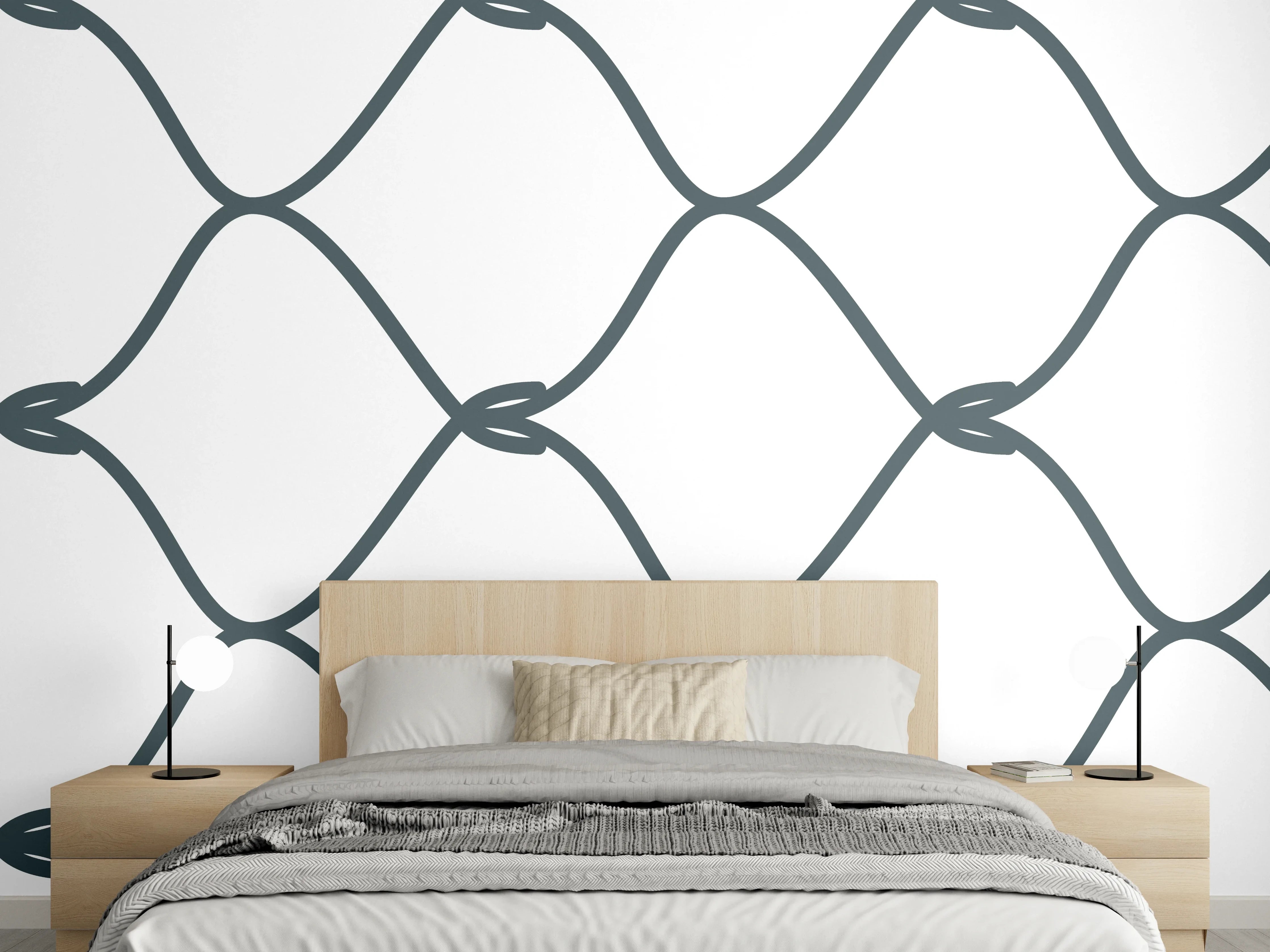 Wandverkleidung Schlafzimmer - Grauer Maschendrahtzaun
