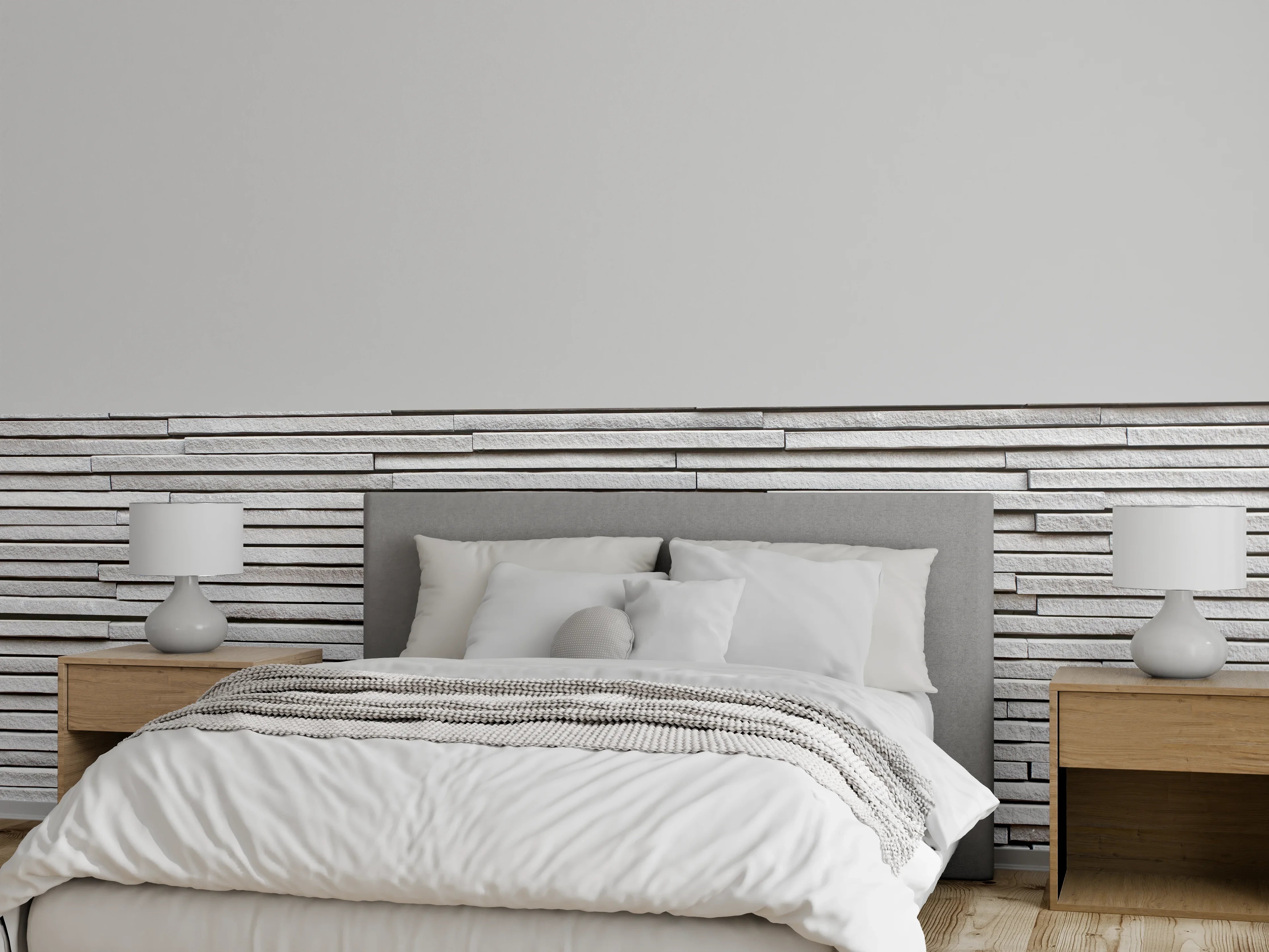Wandverkleidung Schlafzimmer - Grauer Sandstein-Charme