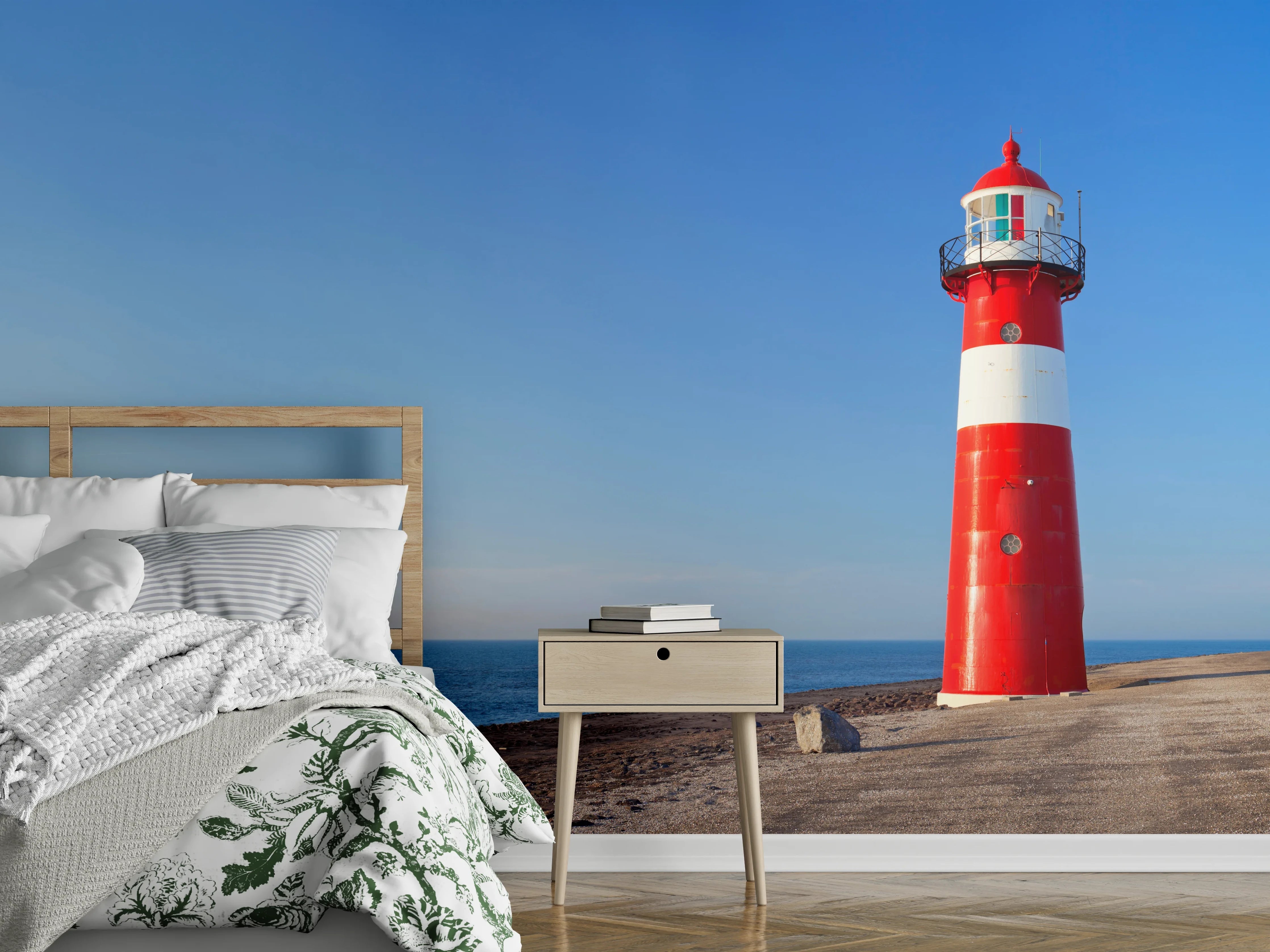 Wandverkleidung Schlafzimmer - Grauer Turm am Nebelstrand