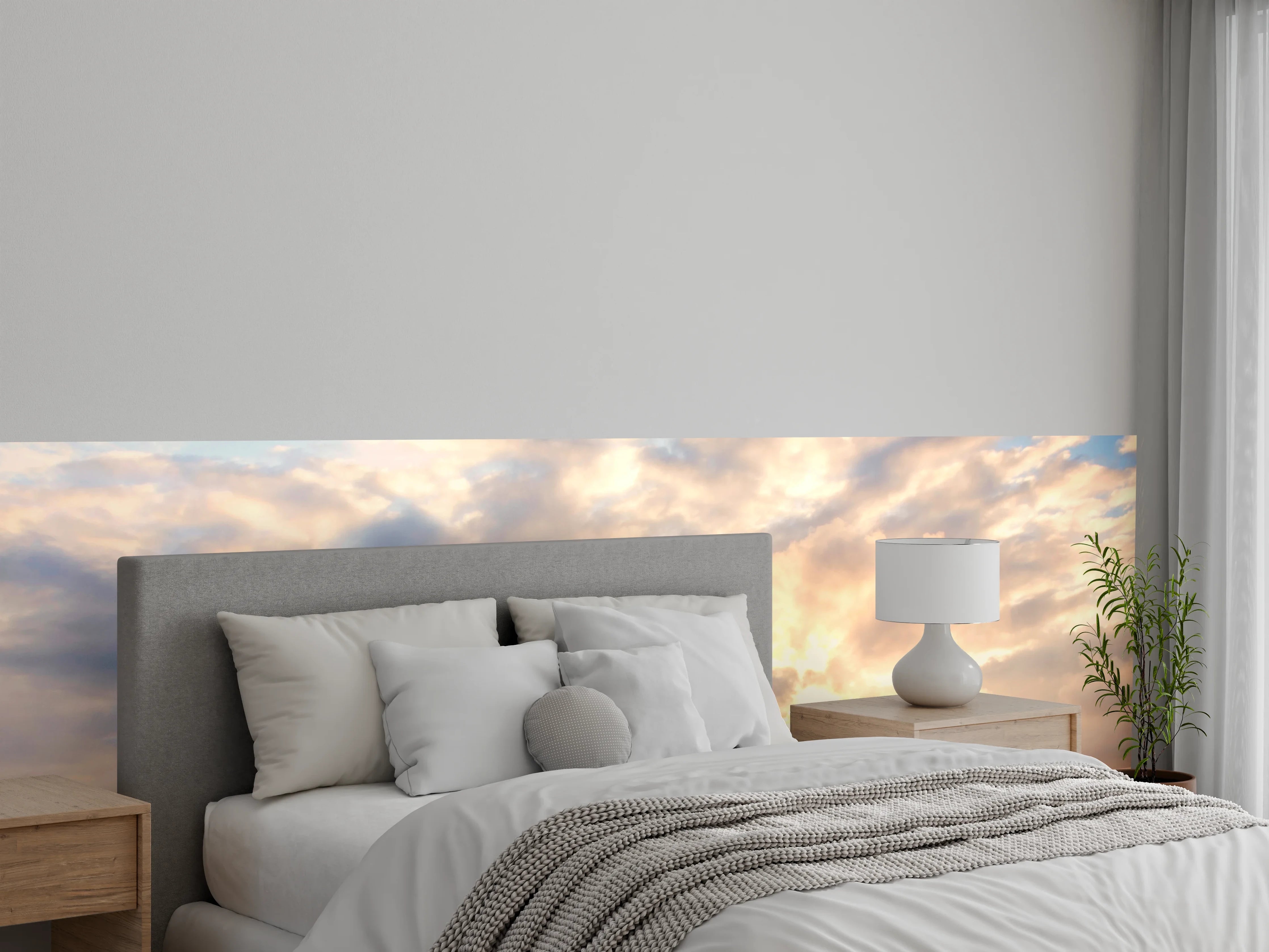 Wandverkleidung Schlafzimmer - Grauer Turm im blassen Abendlicht