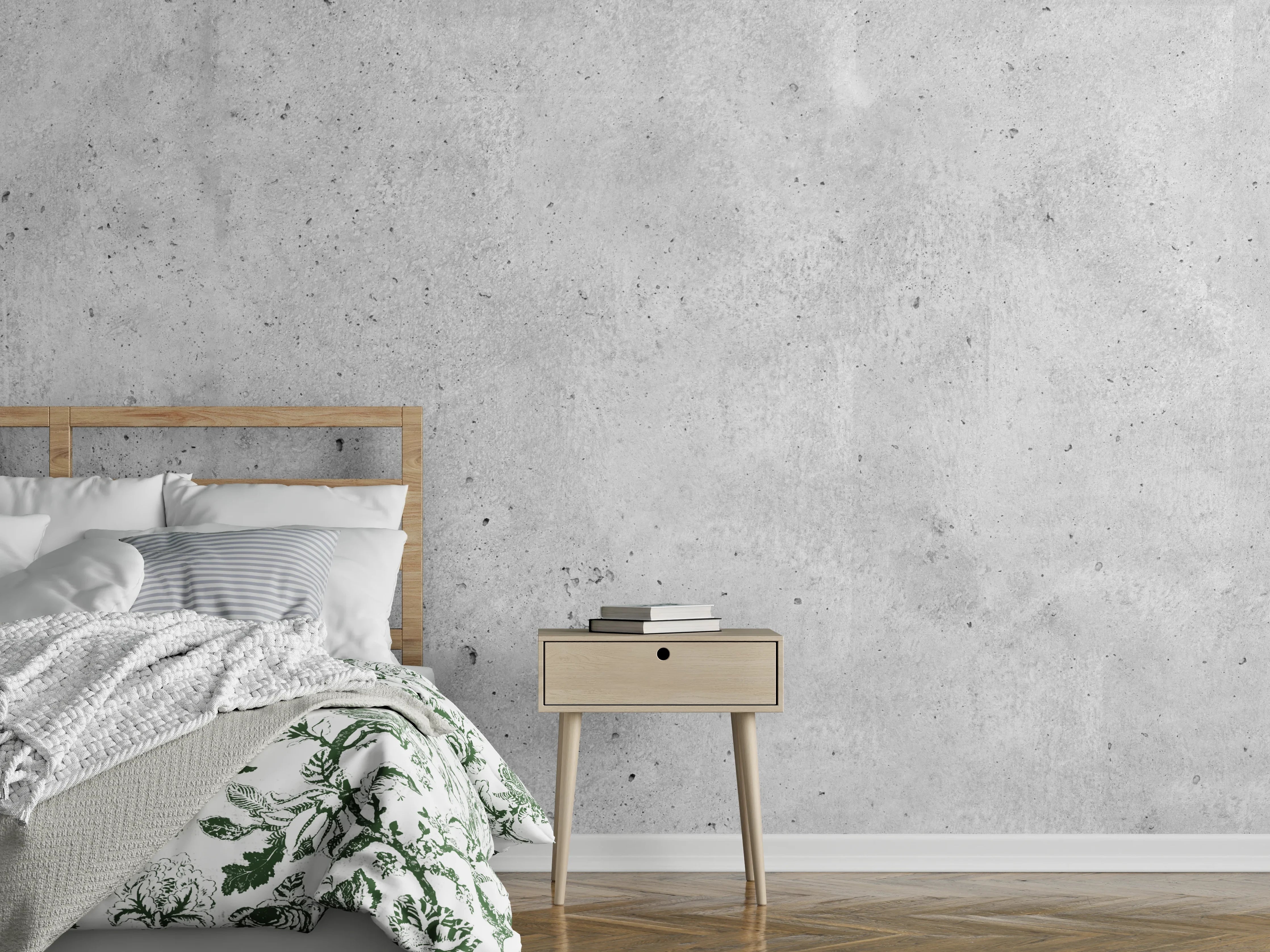 Wandverkleidung Schlafzimmer - Grauer rauer Beton