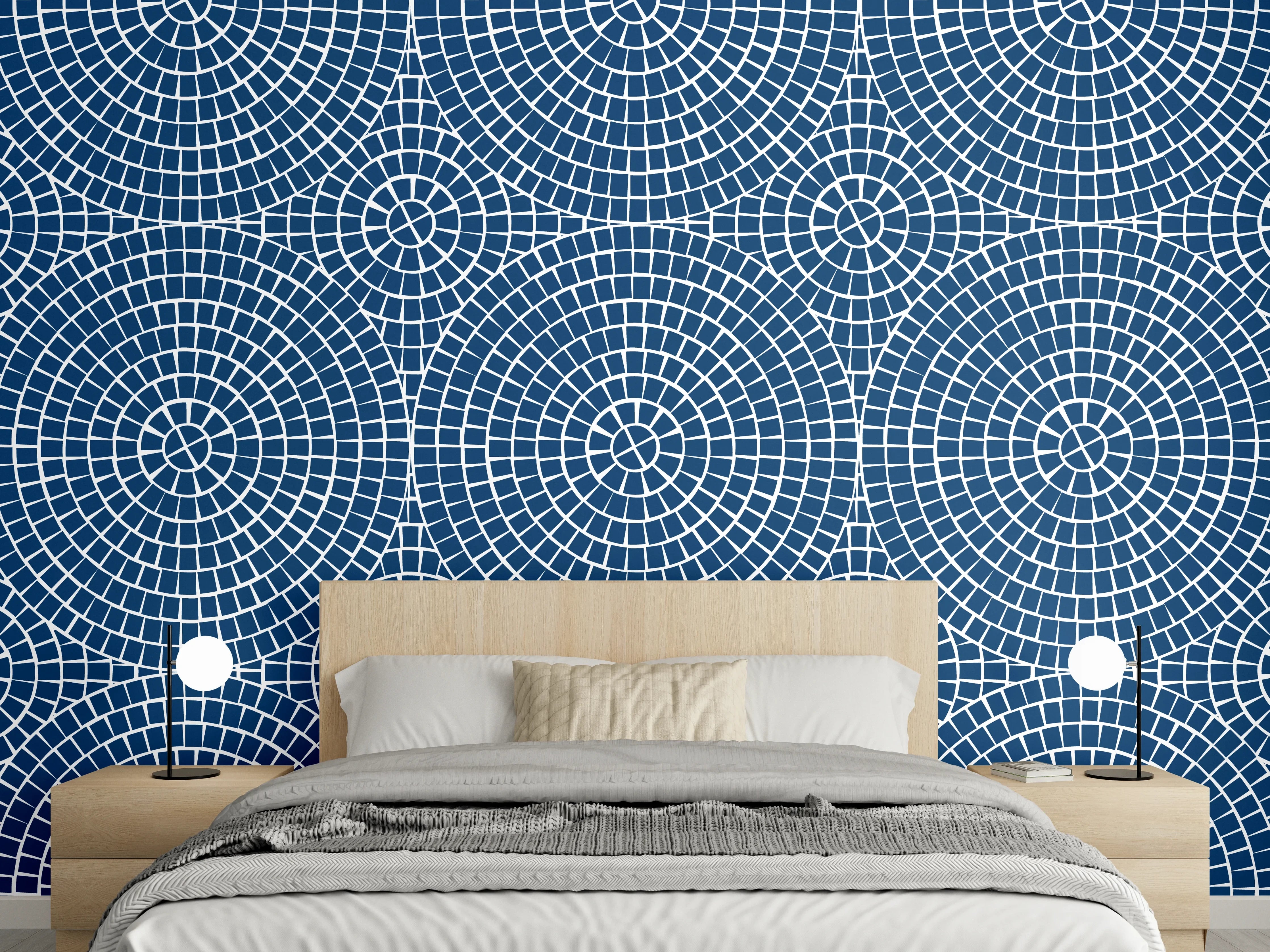 Wandverkleidung Schlafzimmer - Graues Geometrie im Weiß