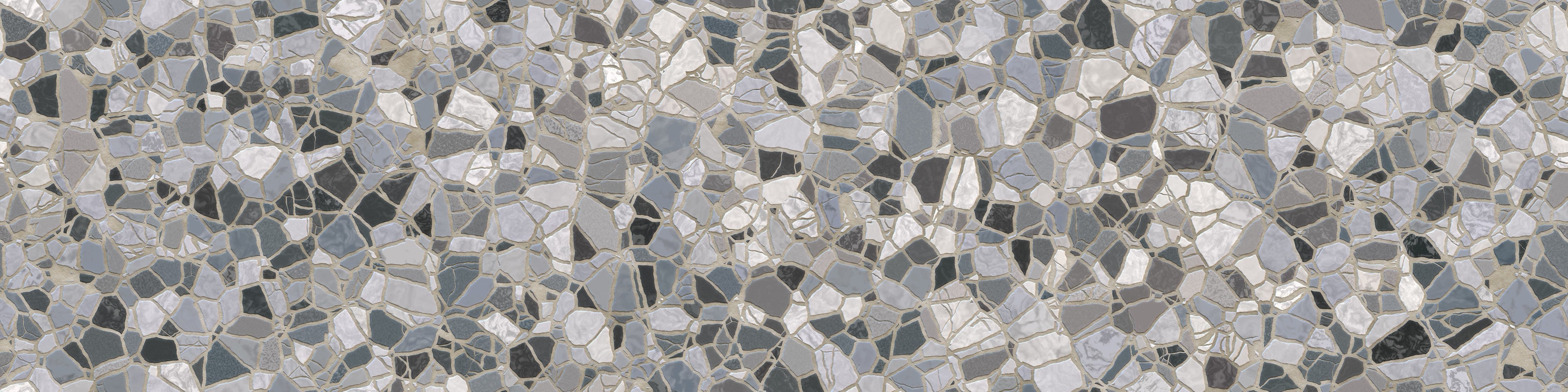 Wandverkleidung Schlafzimmer-Graues Terrazzo-Mosaik in Natursteinoptik