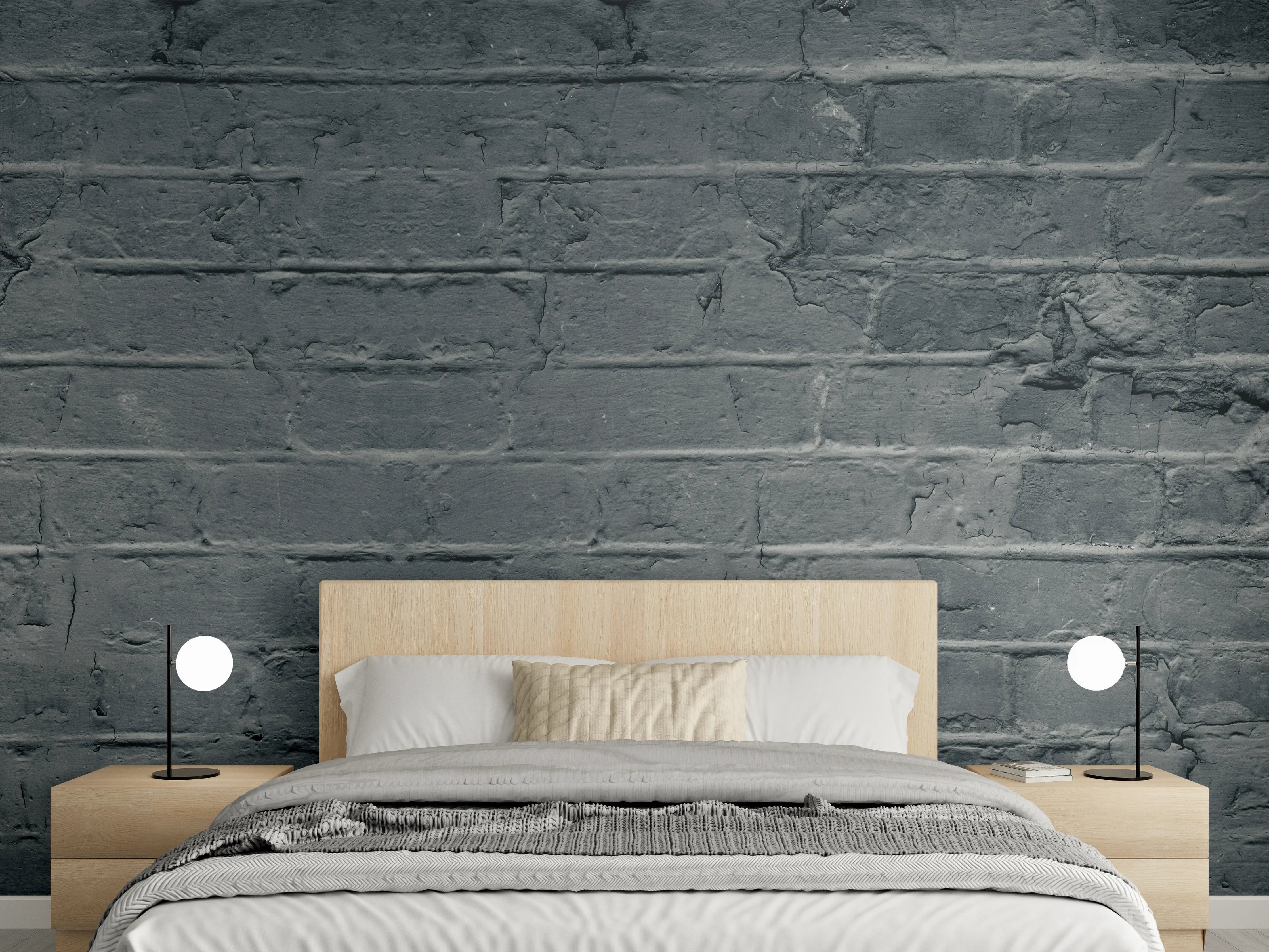 Wandverkleidung Schlafzimmer - Graues ausgefallenes Mauerwerk
