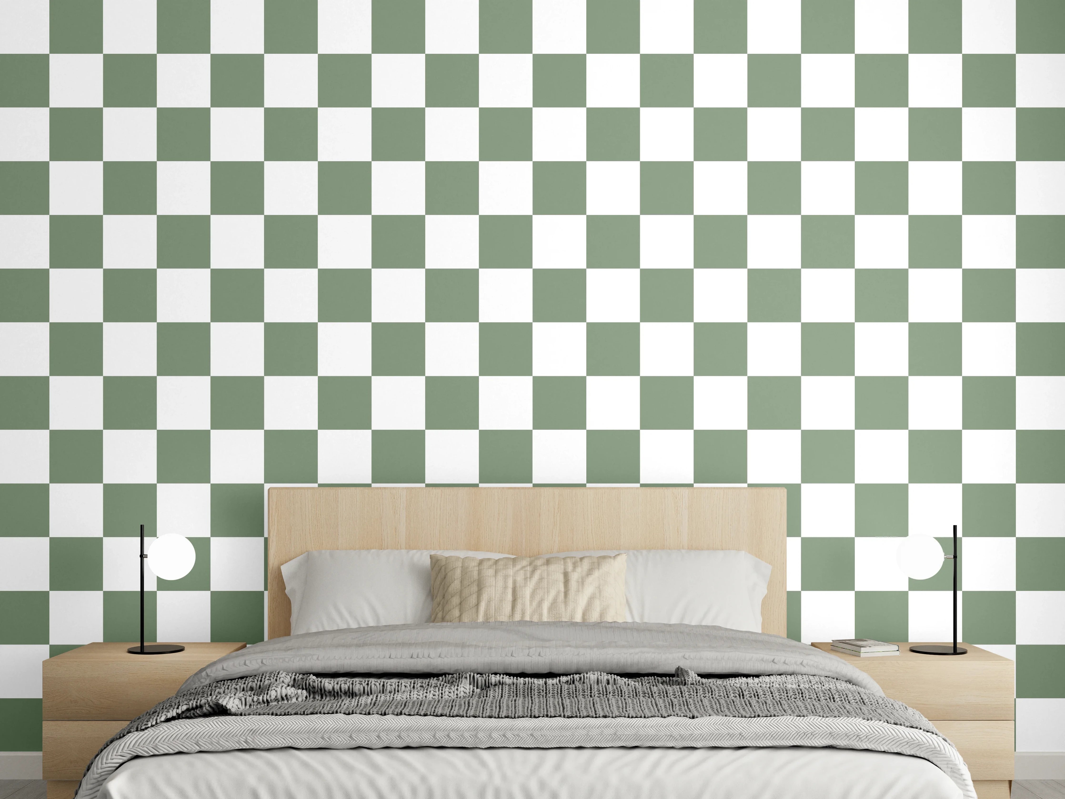Wandverkleidung Schlafzimmer - Graues und Weißes Checkermuster