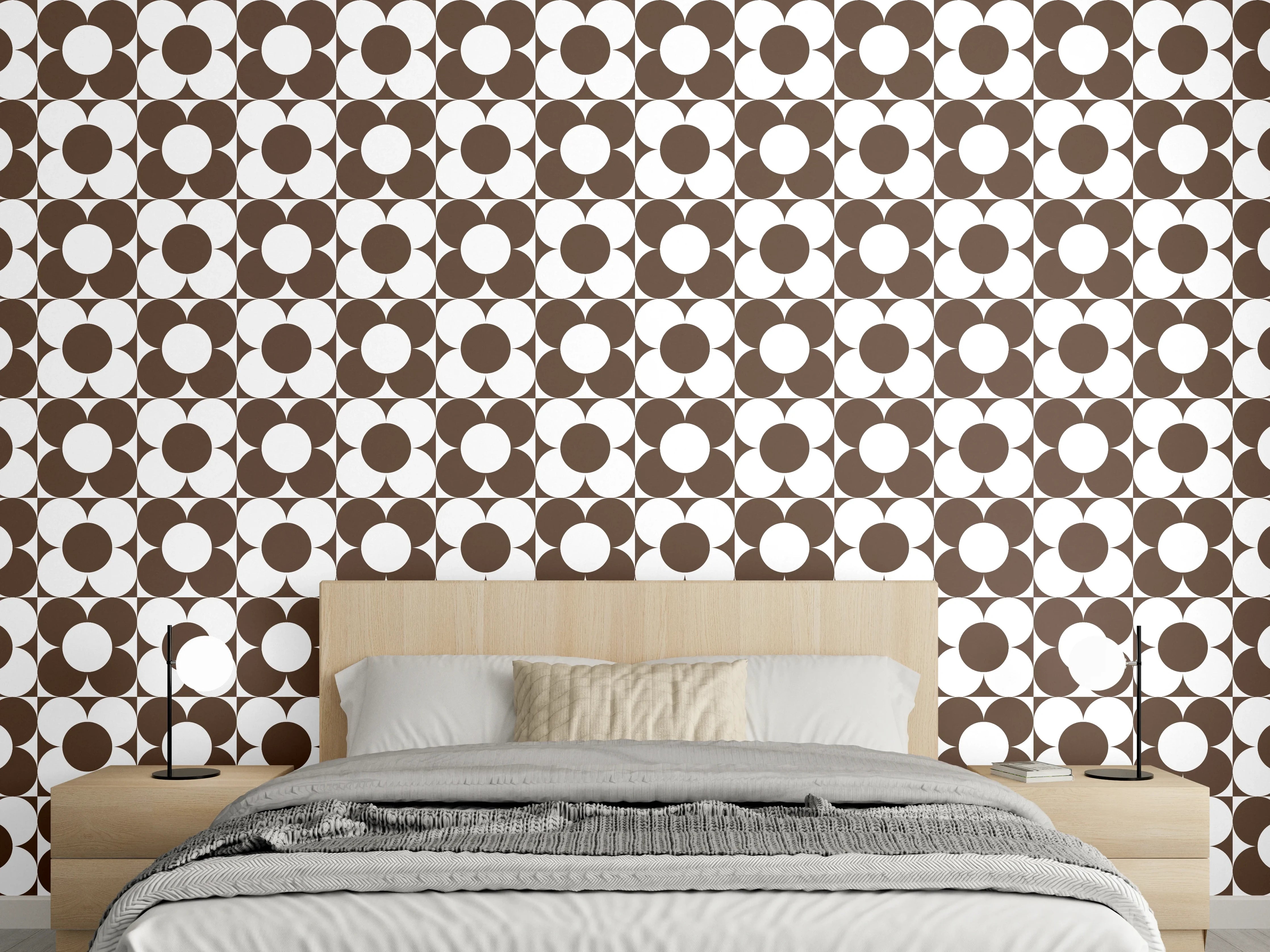 Wandverkleidung Schlafzimmer - Graues und Weißes Geometrie-Muster