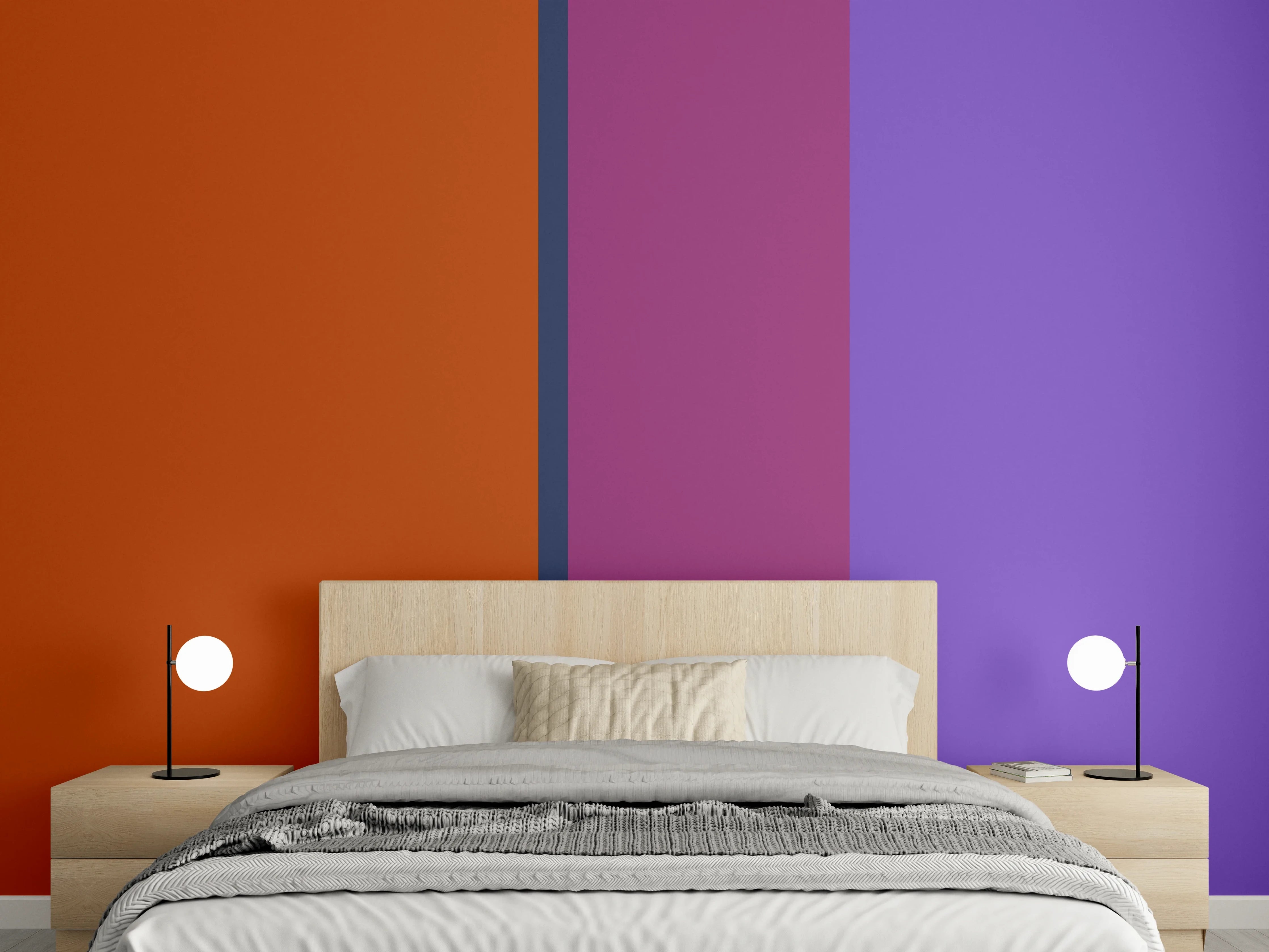 Wandverkleidung Schlafzimmer - Grauschattierte Akzentkunst auf Weiß