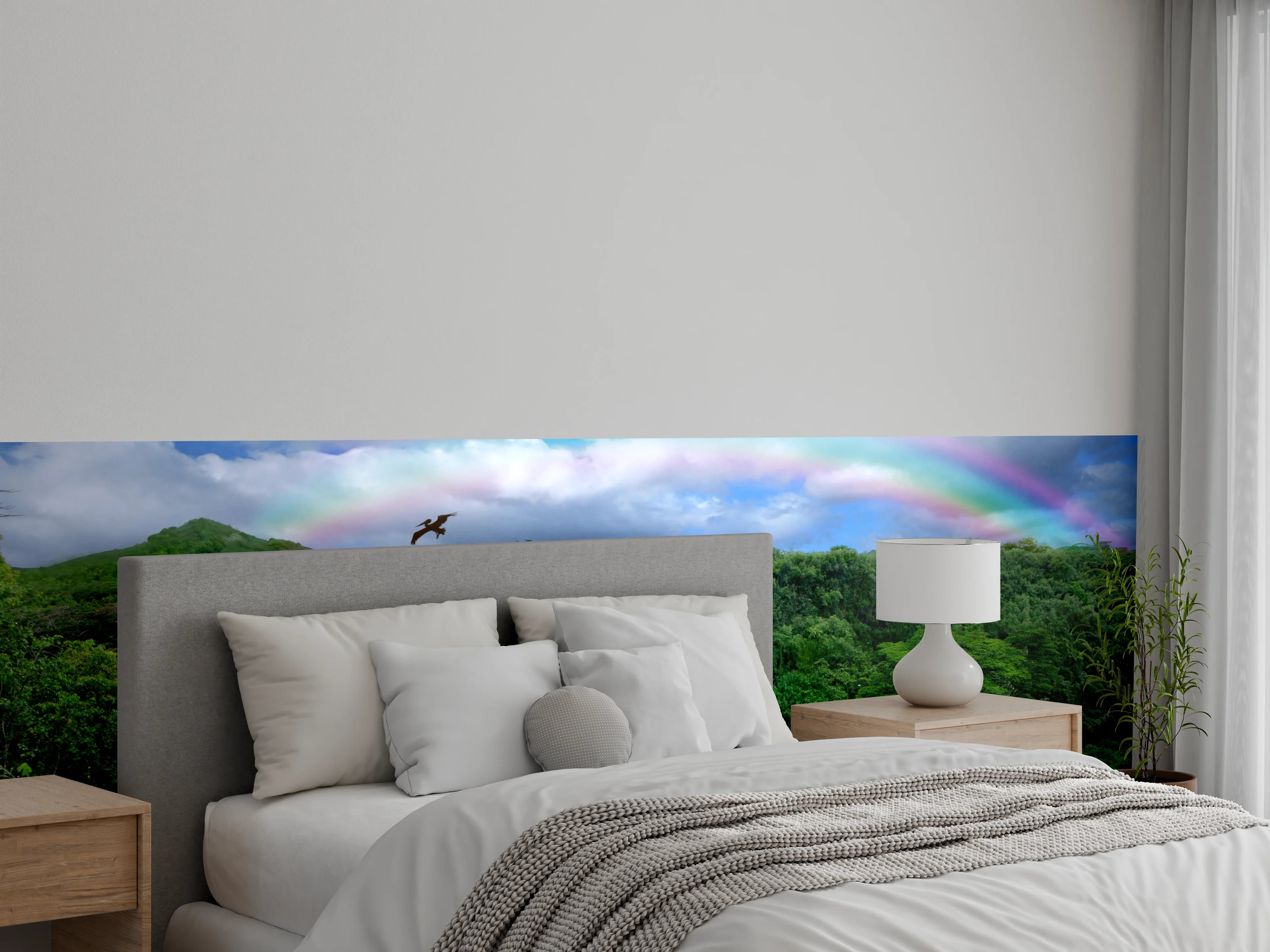 Wandverkleidung Schlafzimmer - Grauschimmer am Regenbogenfall