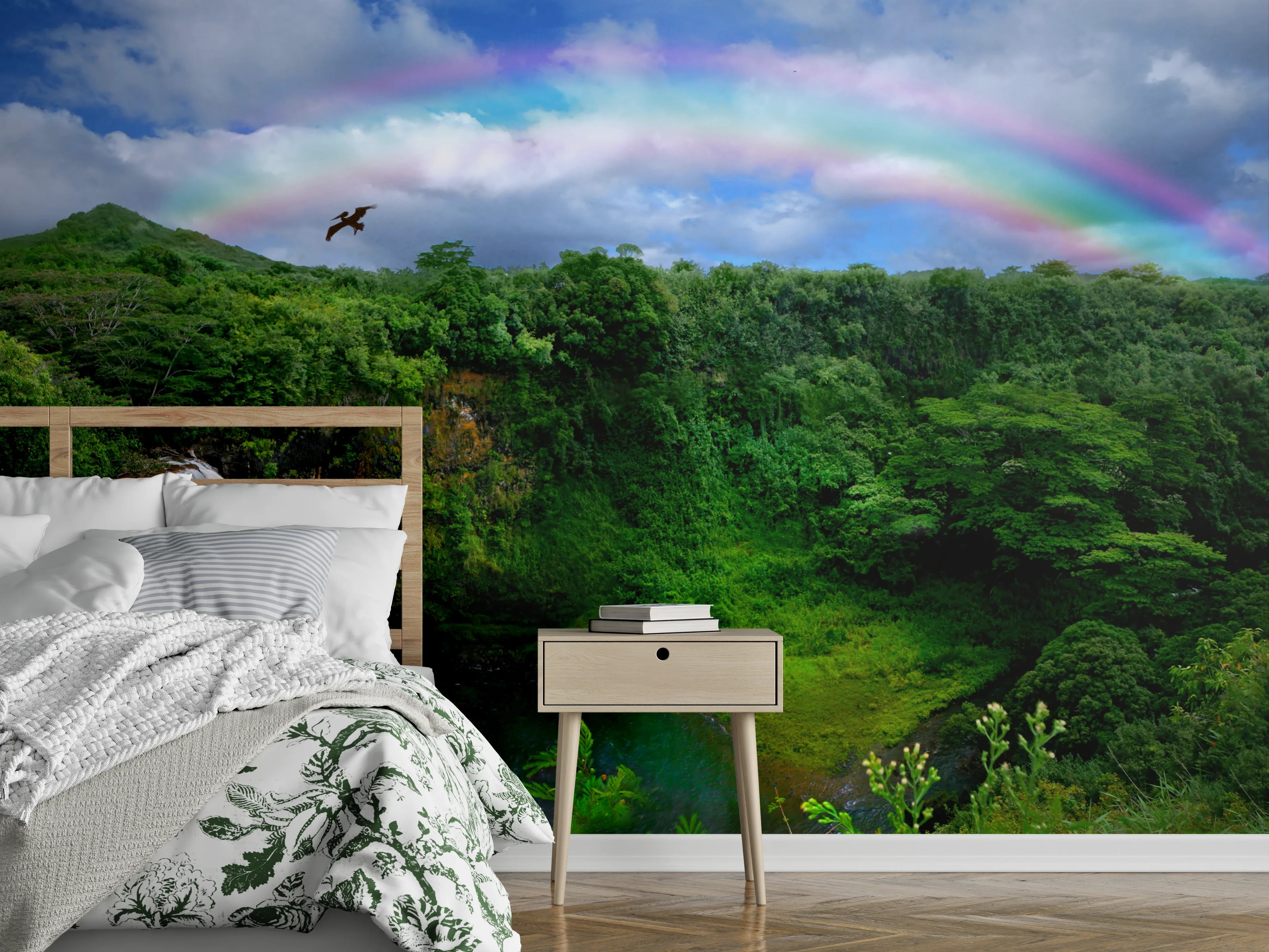 Wandverkleidung Schlafzimmer - Grauschimmer am Regenbogenfall