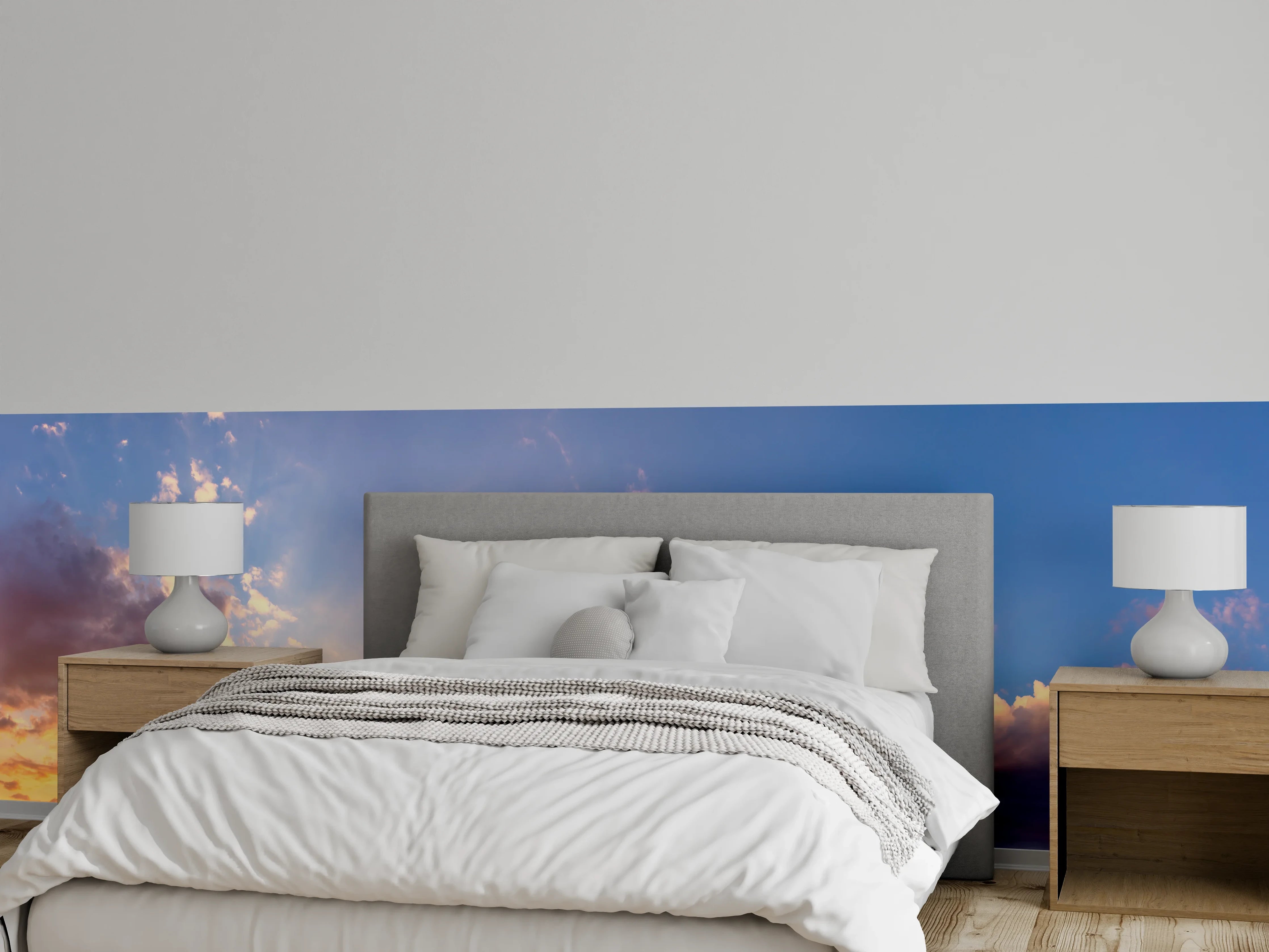 Wandverkleidung Schlafzimmer - Grauschimmer im Morgendämmerungspanorama