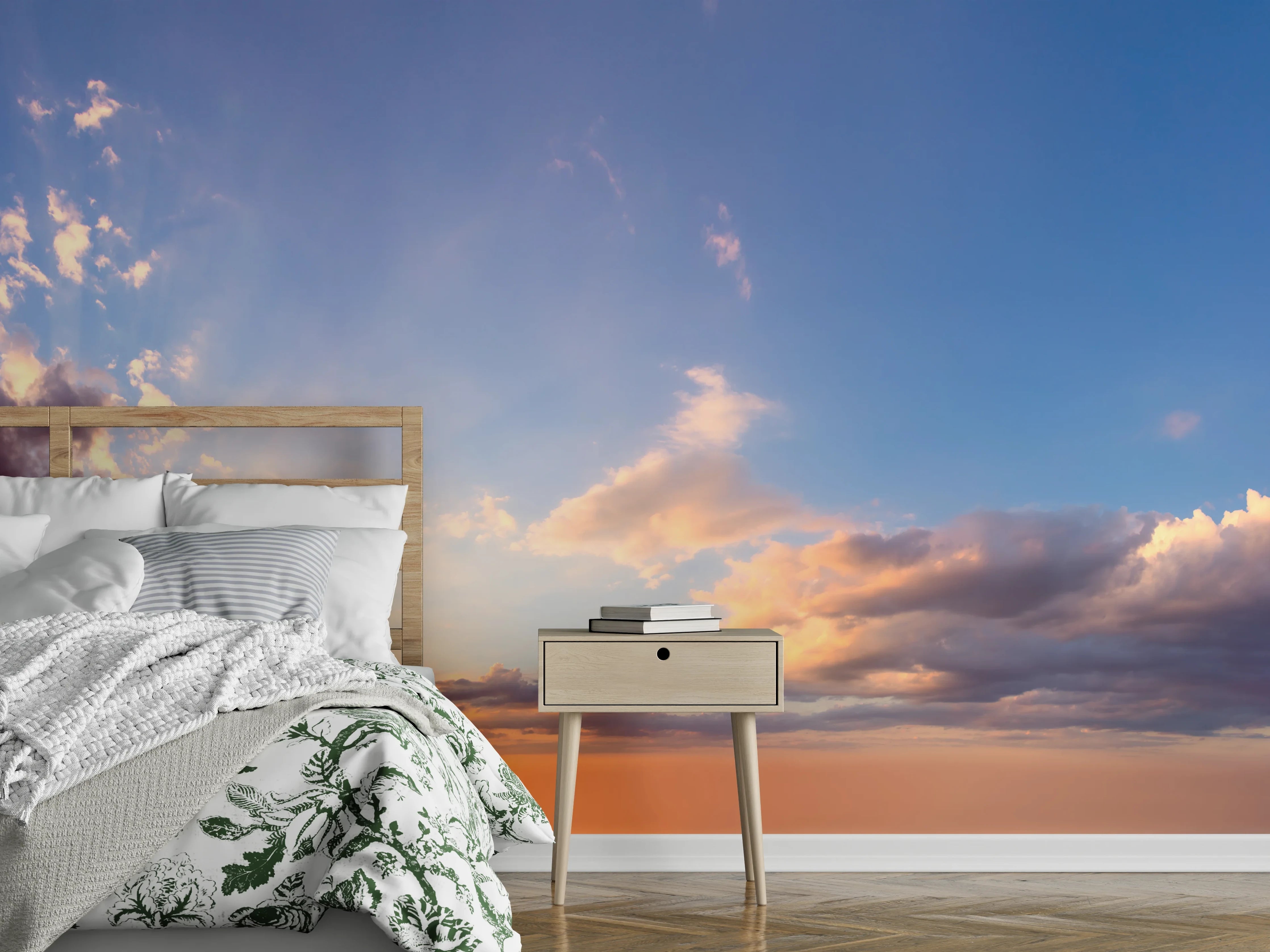 Wandverkleidung Schlafzimmer - Grauschimmer im Morgendämmerungspanorama